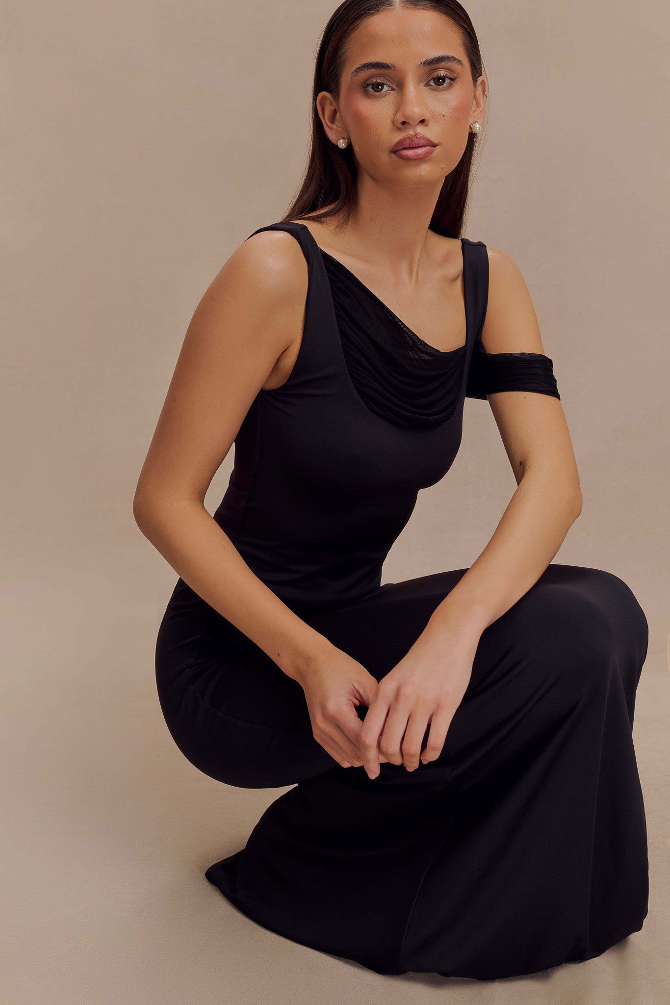 Recycled Nylon Mesh Maxi Skirt - Black | Jules