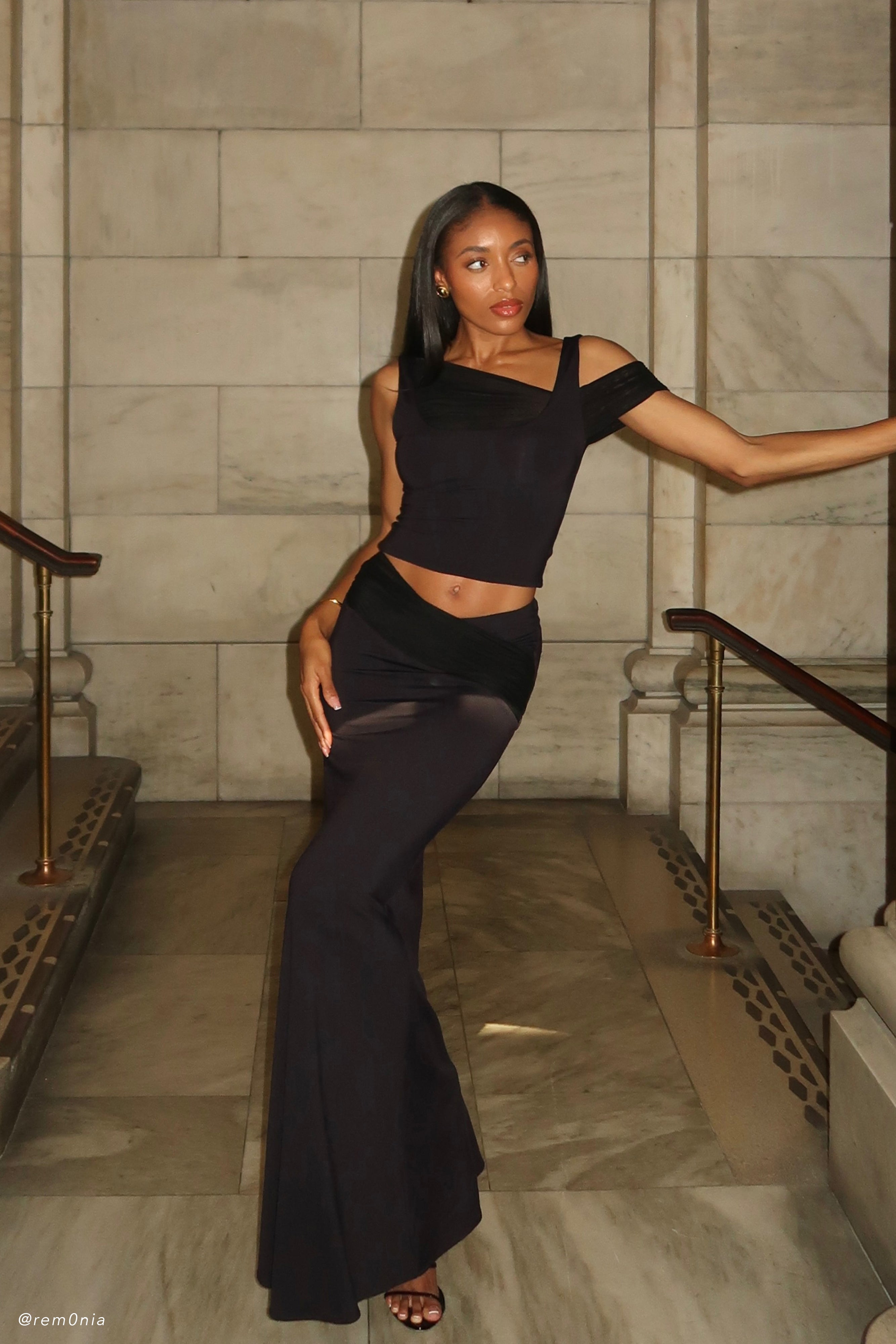 Recycled Nylon Mesh Maxi Skirt - Black | Jules