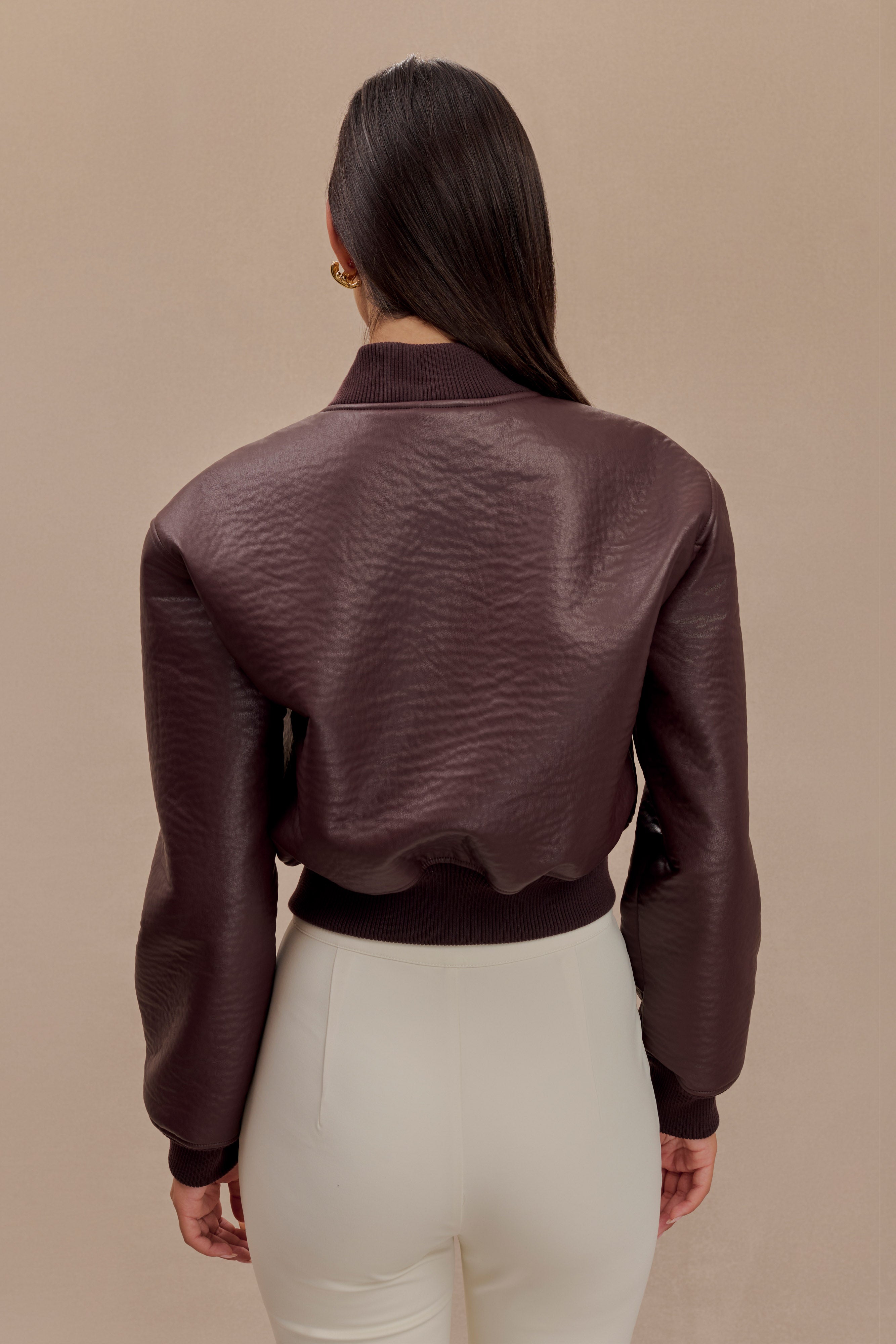 Faux Leather Bomber Jacket for Women | Codi Merlot