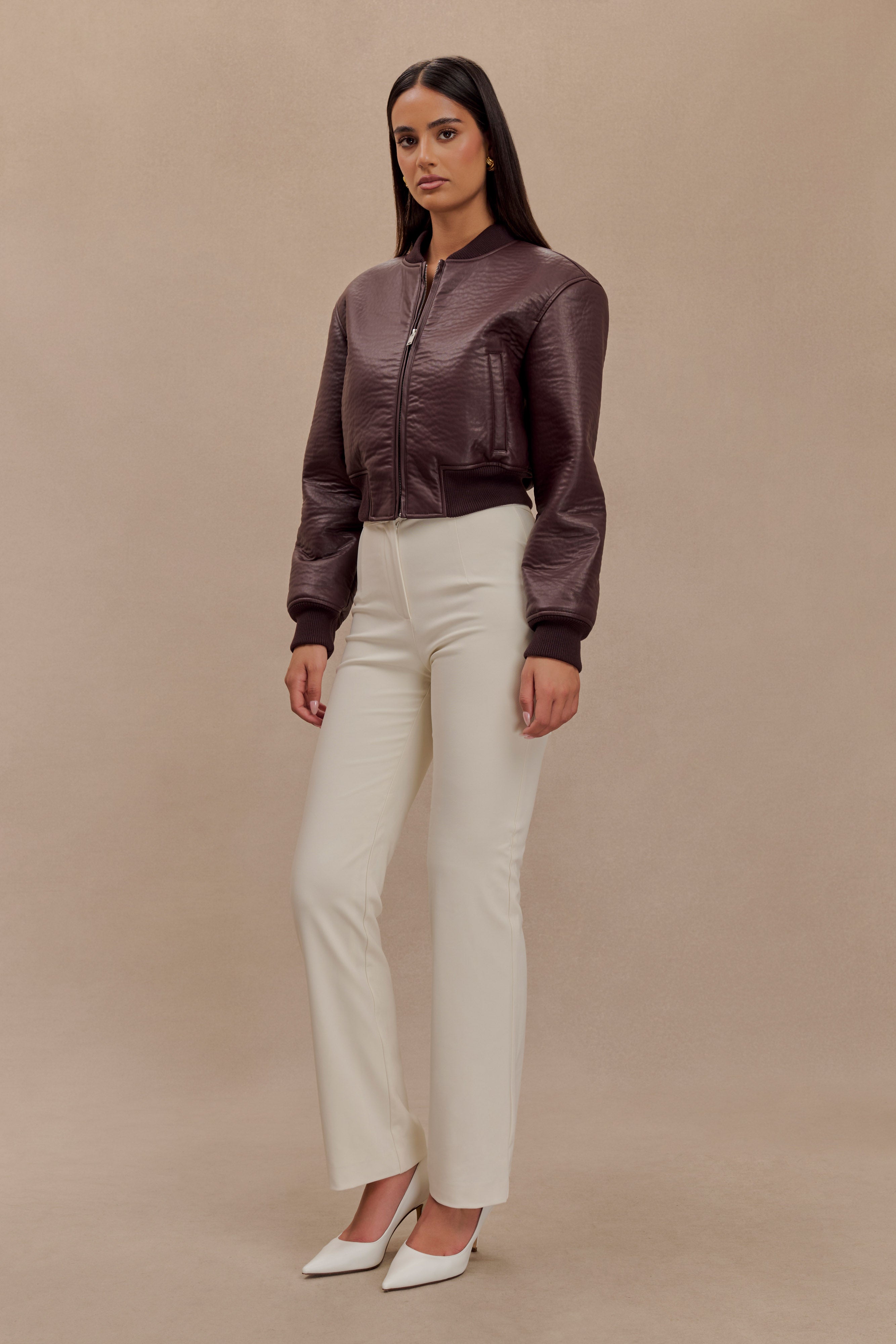 Faux Leather Bomber Jacket for Women | Codi Merlot
