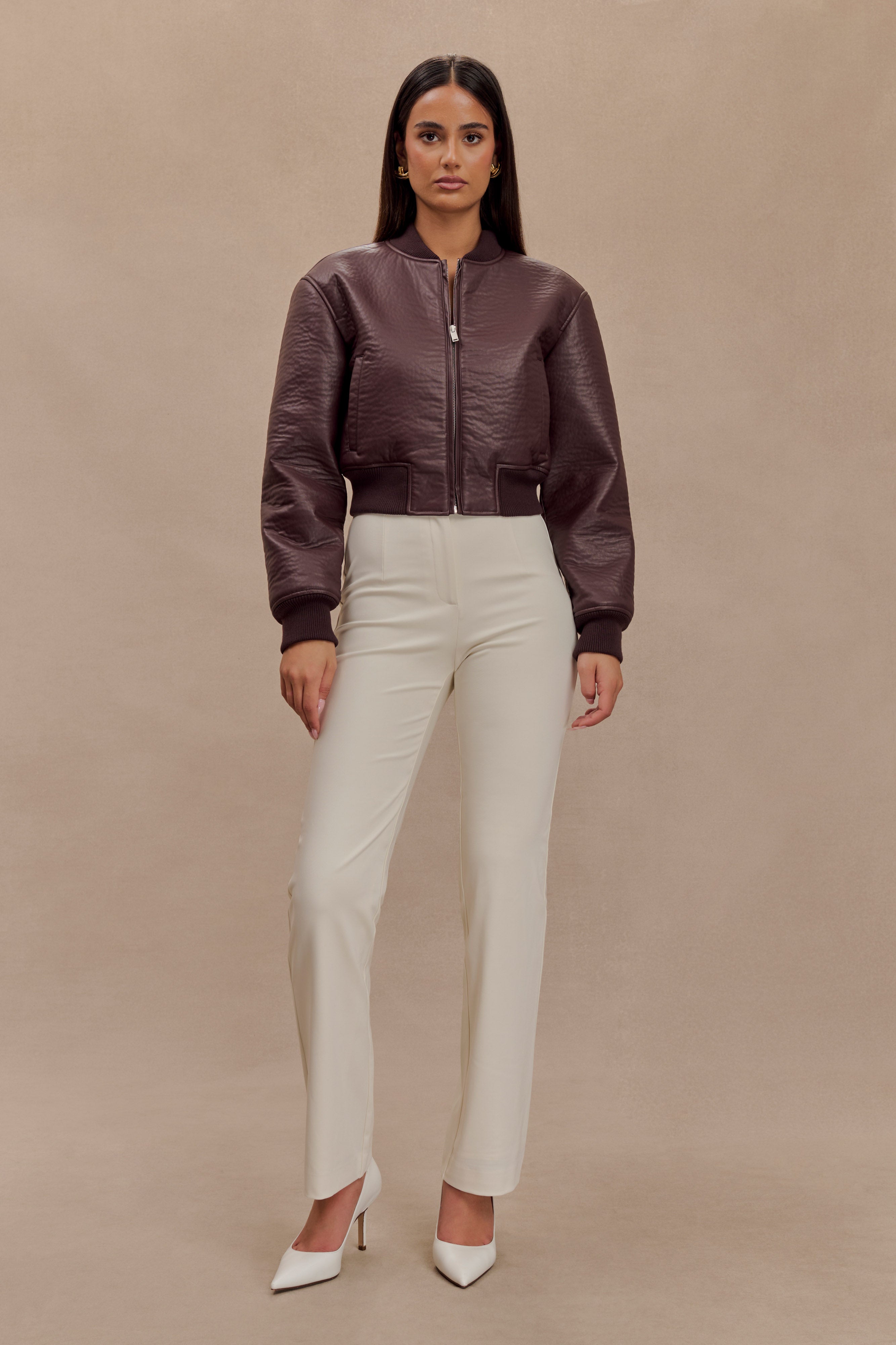 Faux Leather Bomber Jacket for Women | Codi Merlot