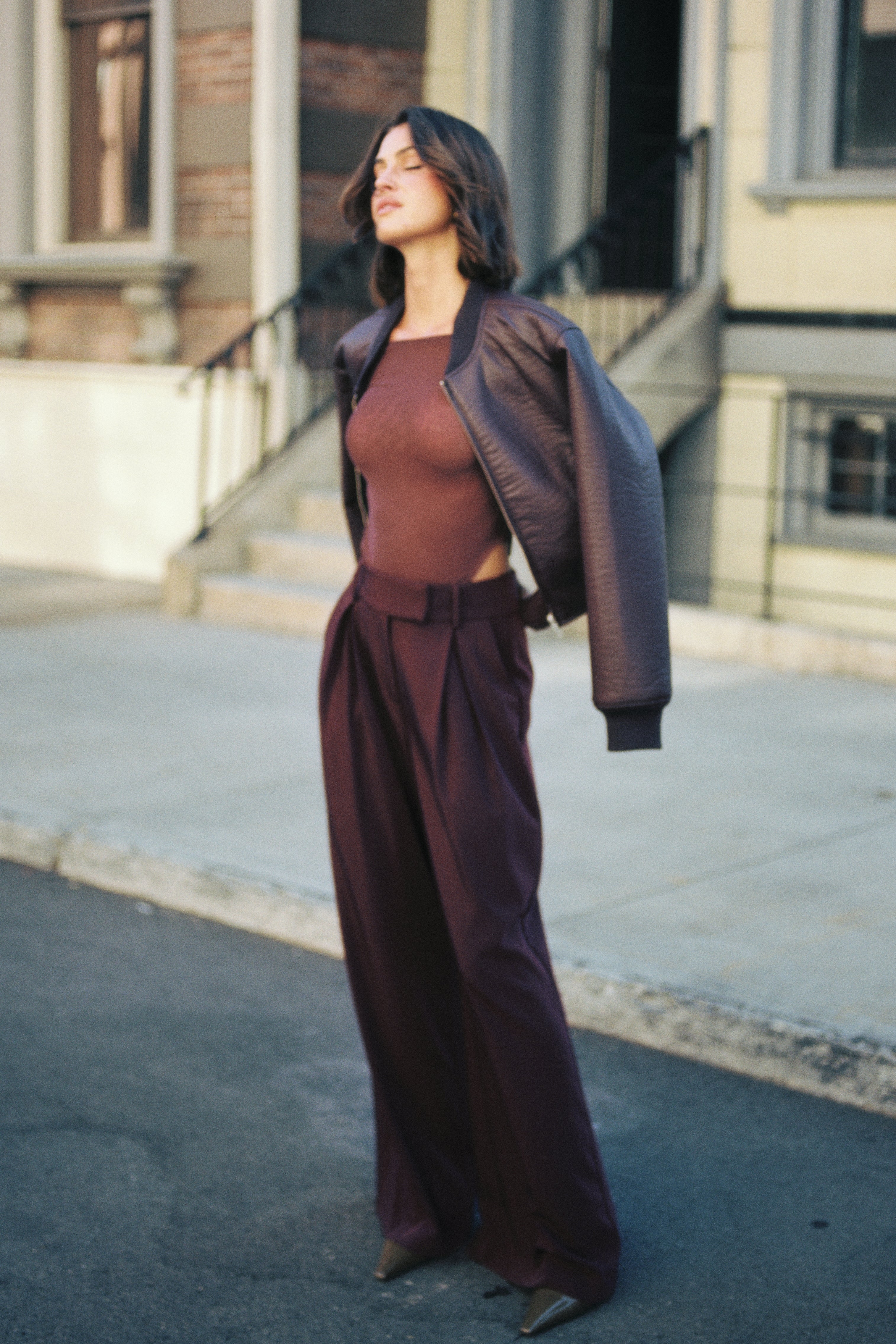 Faux Leather Bomber Jacket for Women | Codi Merlot