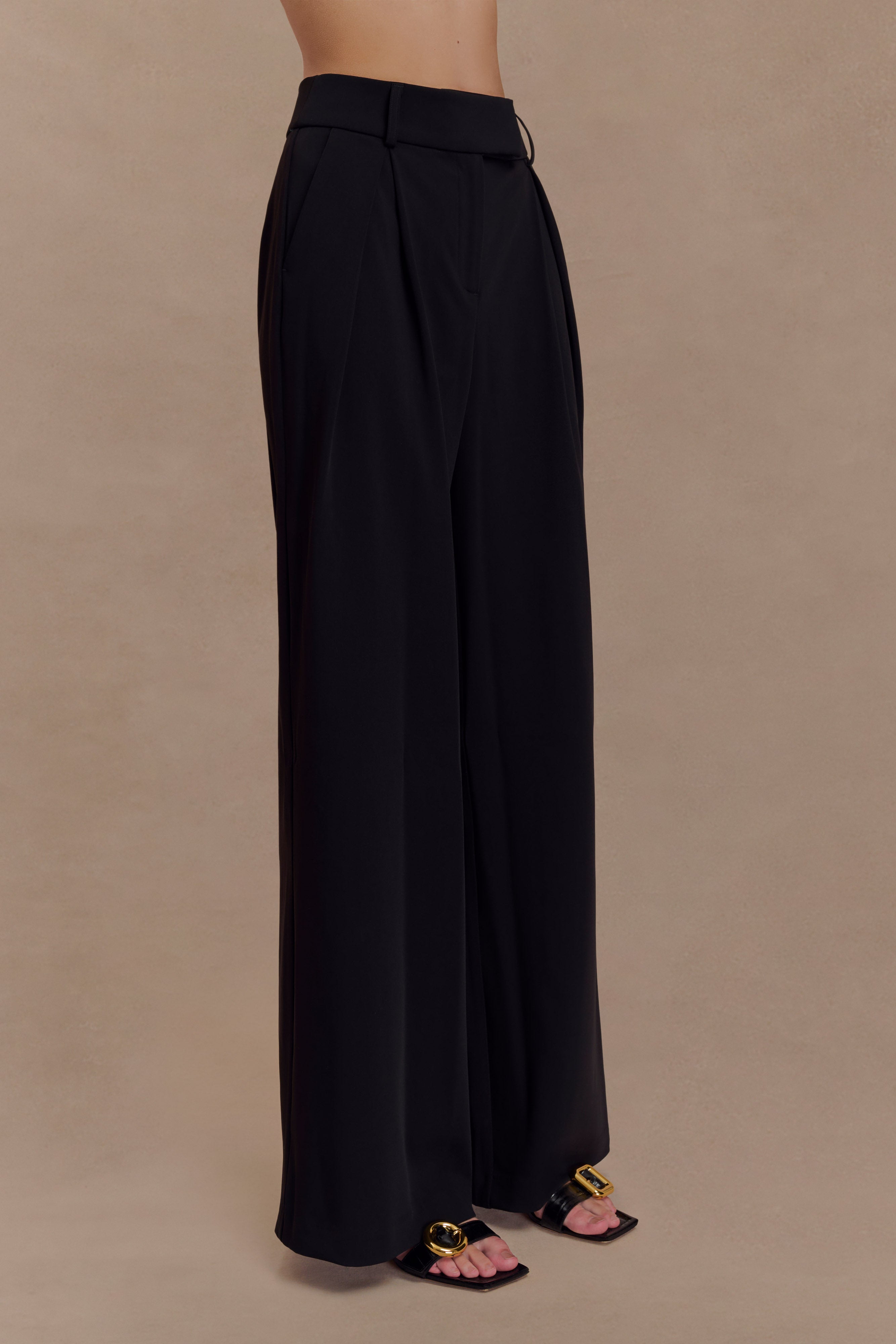 Pleated Wide Leg Pants for Women - Jacqueline Black | Elegant & Versatile