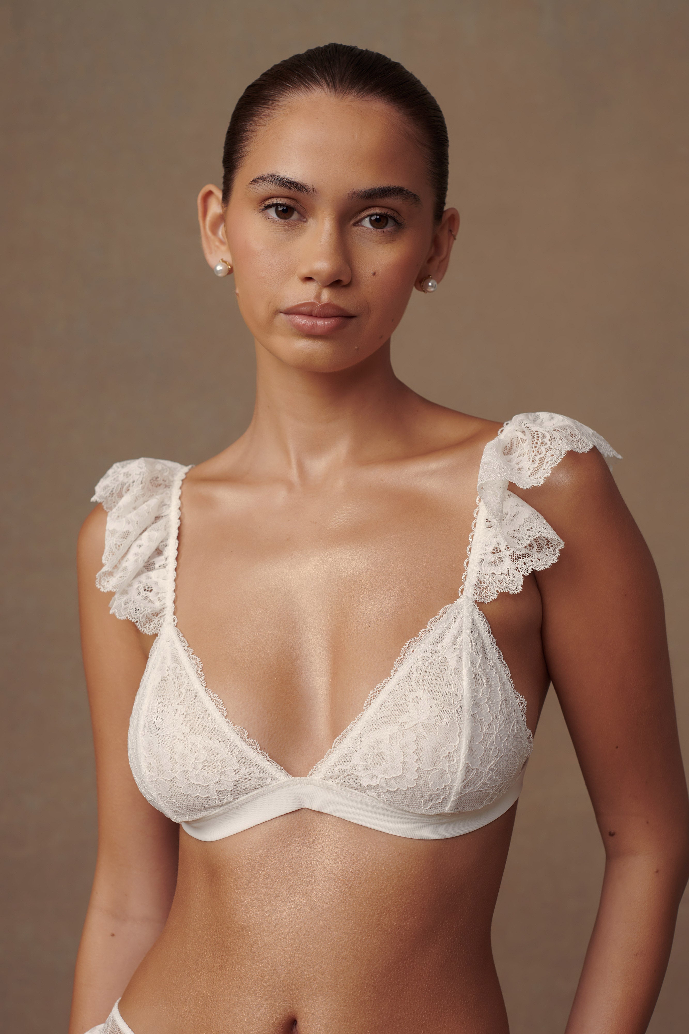 Lace Frill Triangle Bralette with Adjustable Straps | Anniston