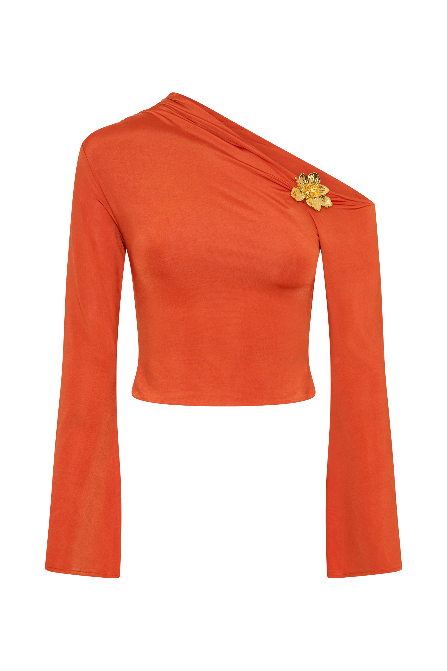 Floral Hardware Asymmetrical Long Sleeve Top | Ainsley