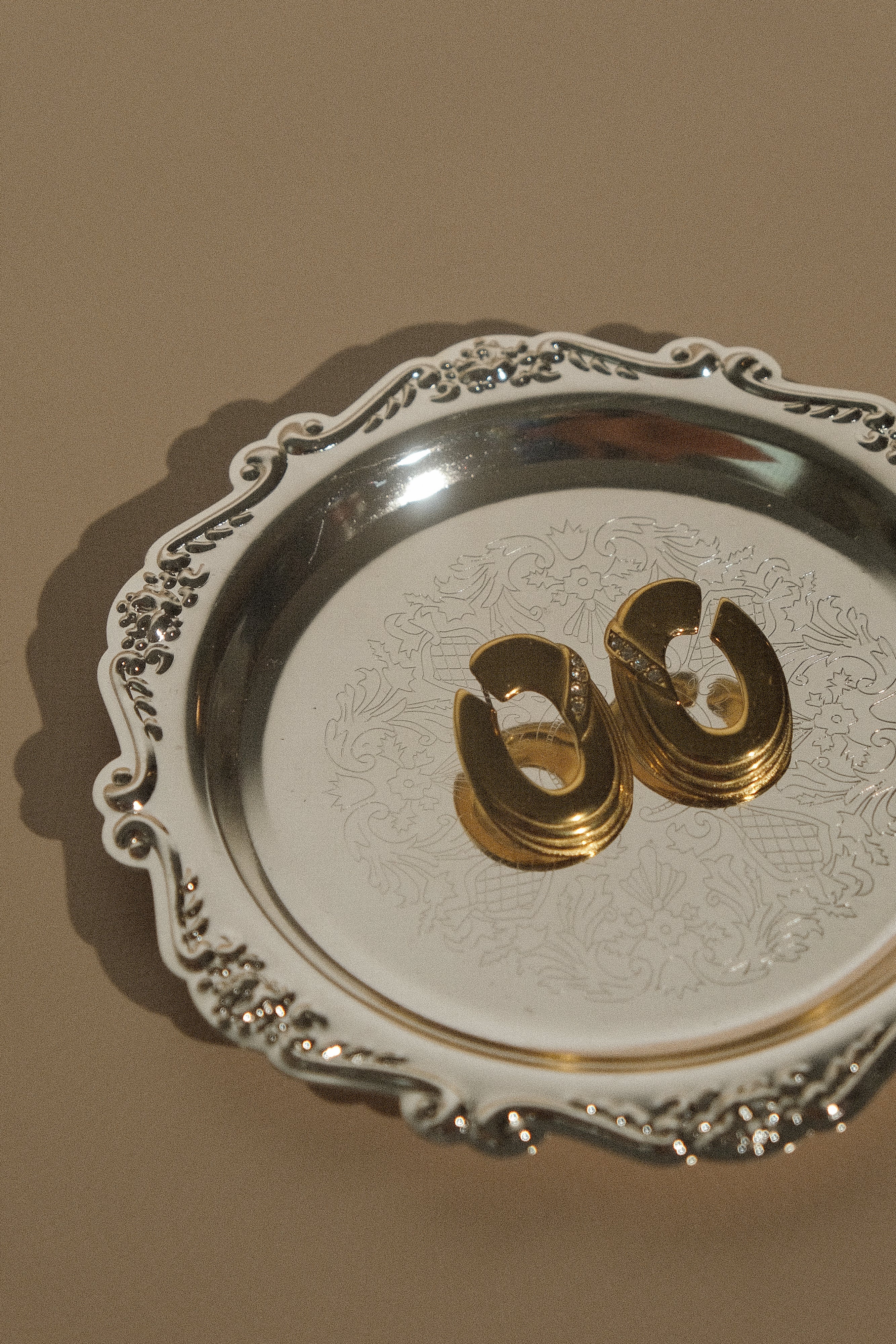 Gold Hoop Earrings with Diamante Accents | Lennon Open Circle Design
