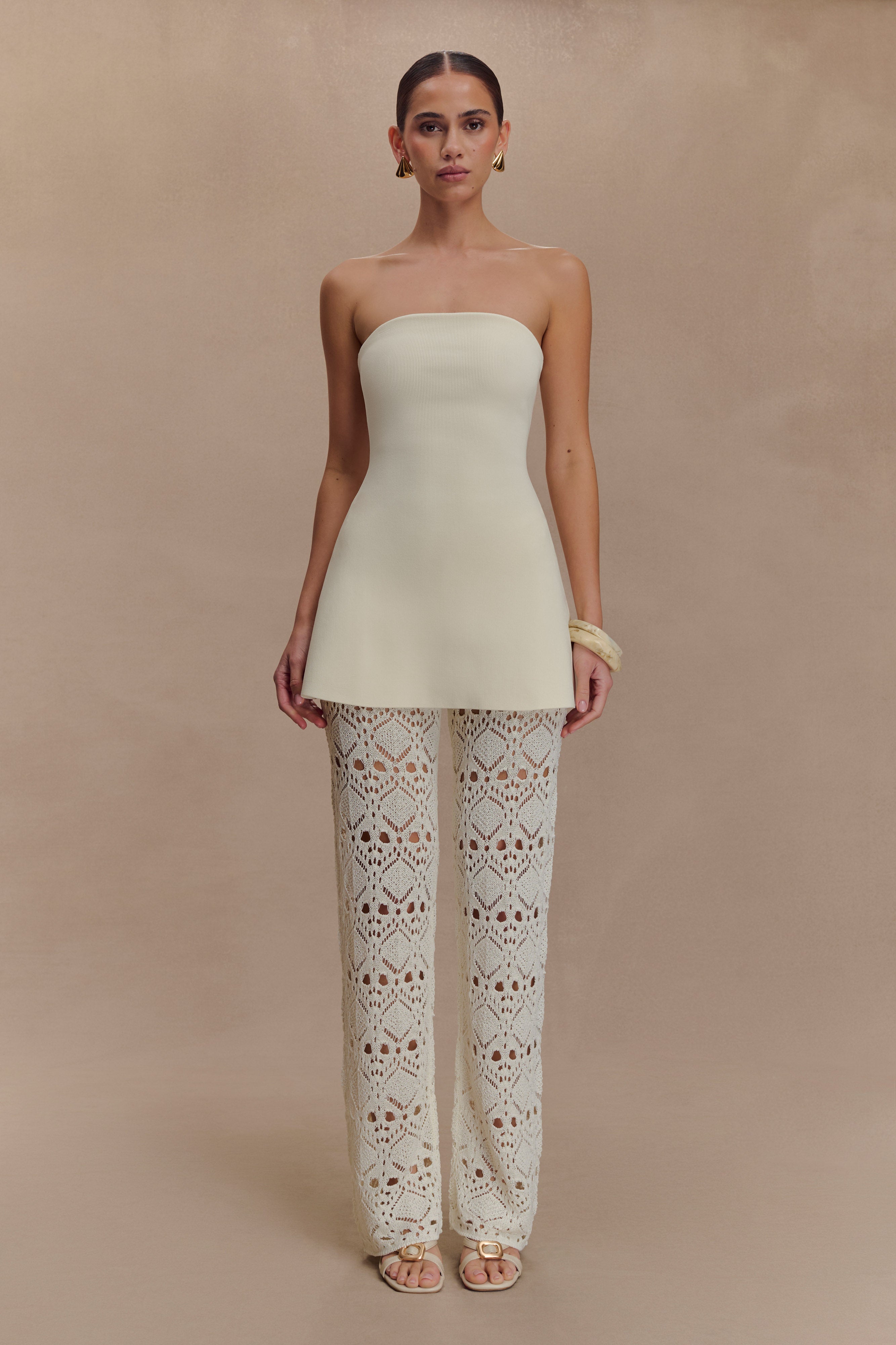 Crochet Knit Pants for Women - Ivory | Trena