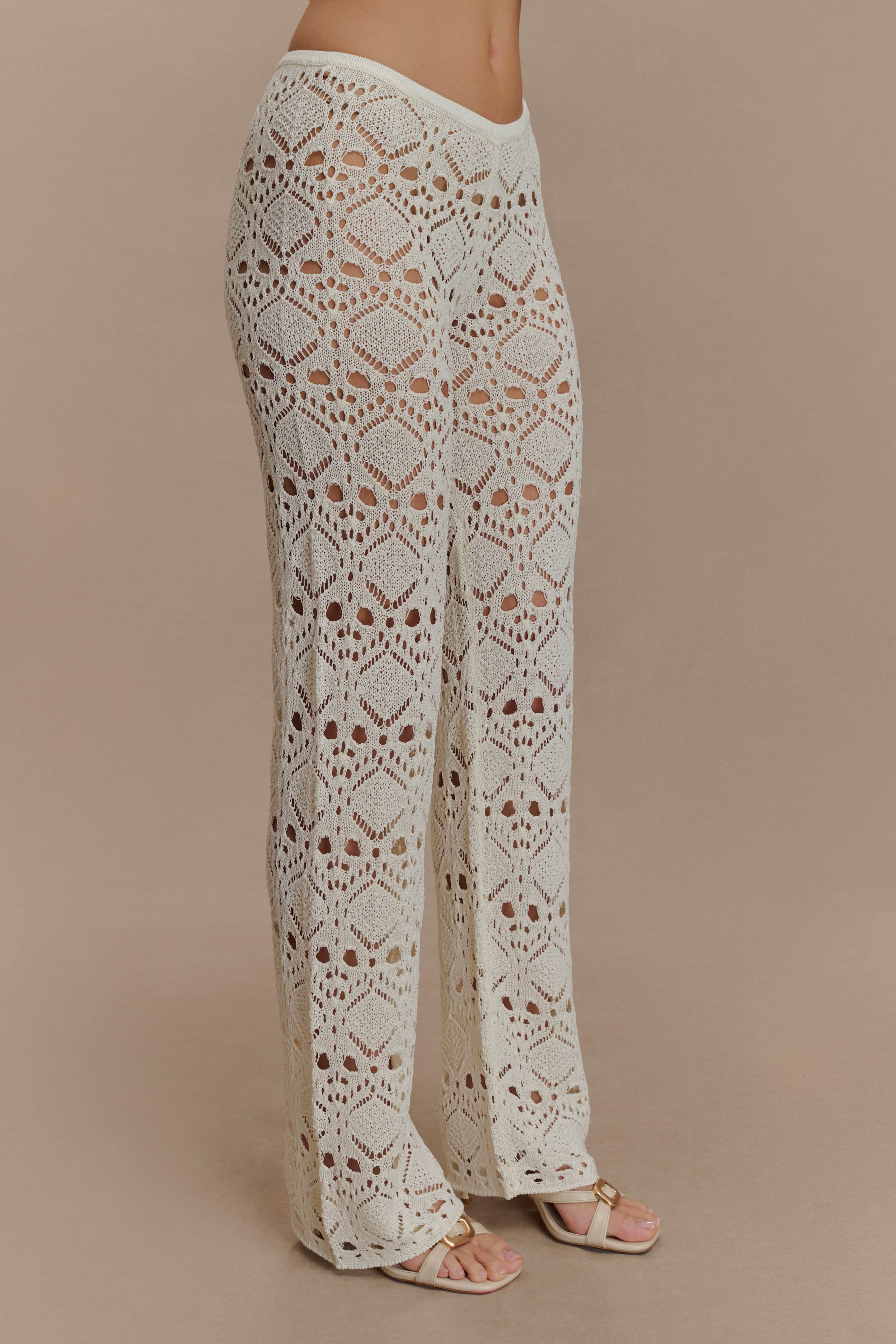 Crochet Knit Pants for Women - Ivory | Trena