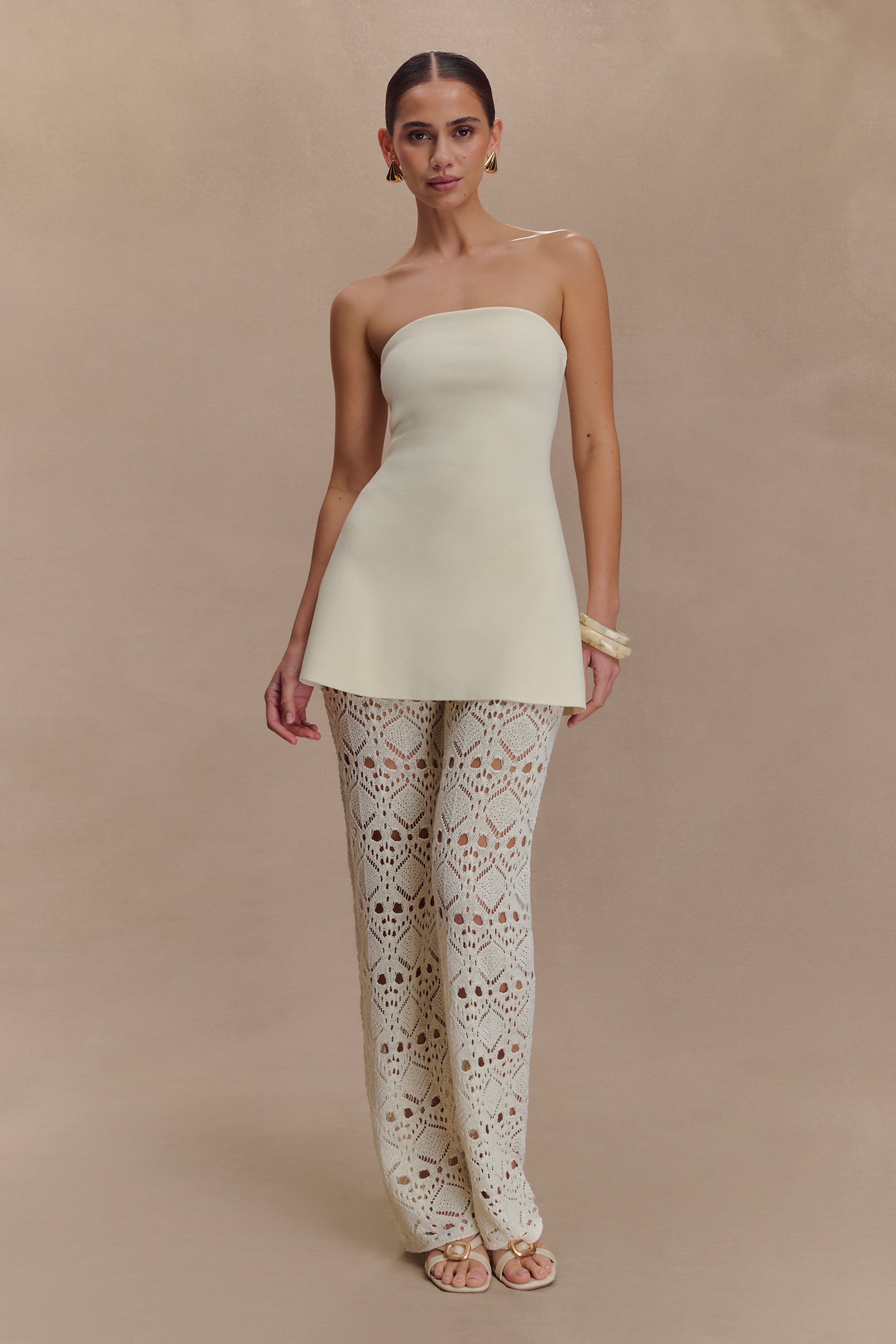 Crochet Knit Pants for Women - Ivory | Trena
