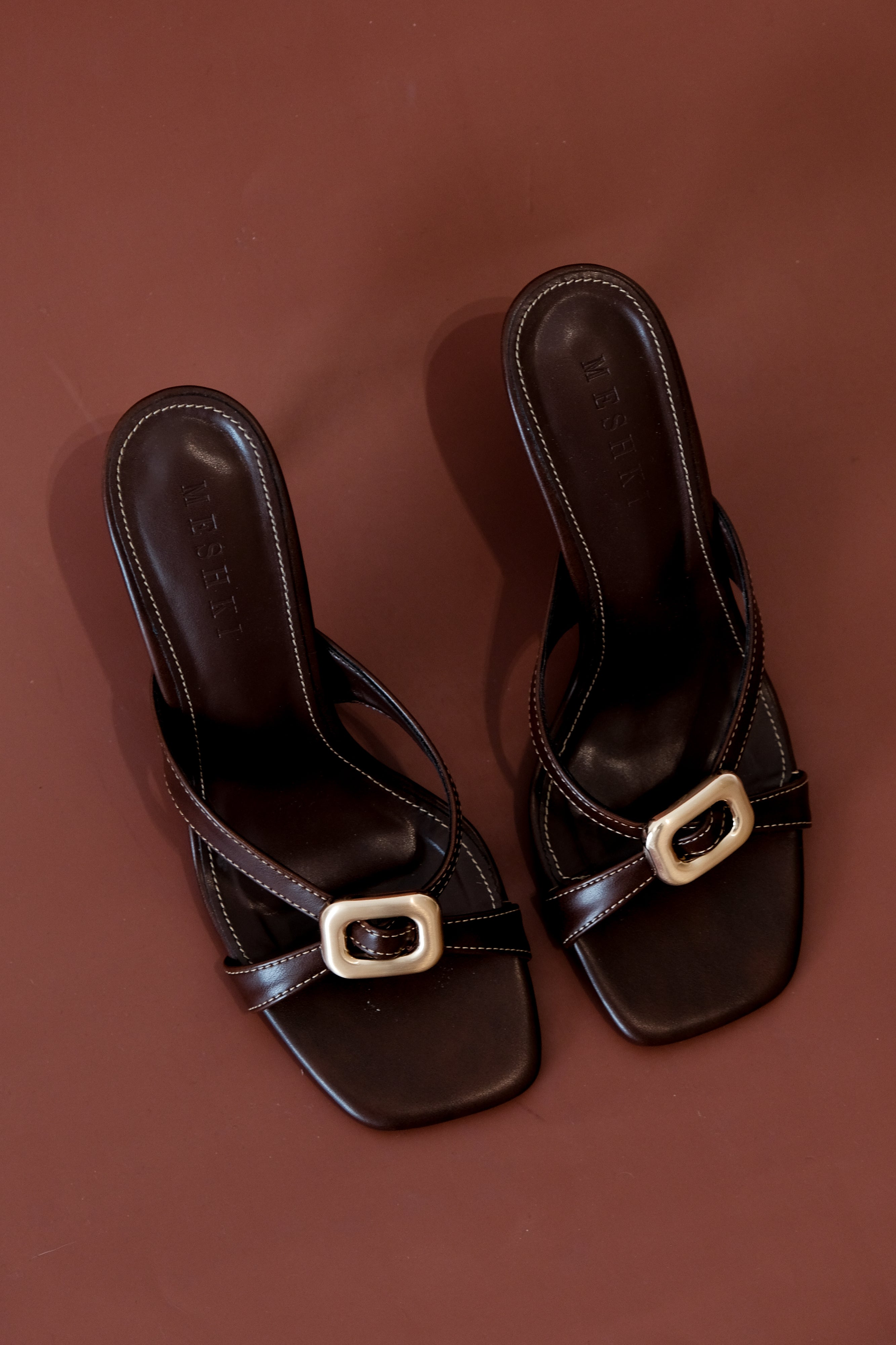 Chocolate High Heel Shoes with Gold Hardware | Jodie Stiletto