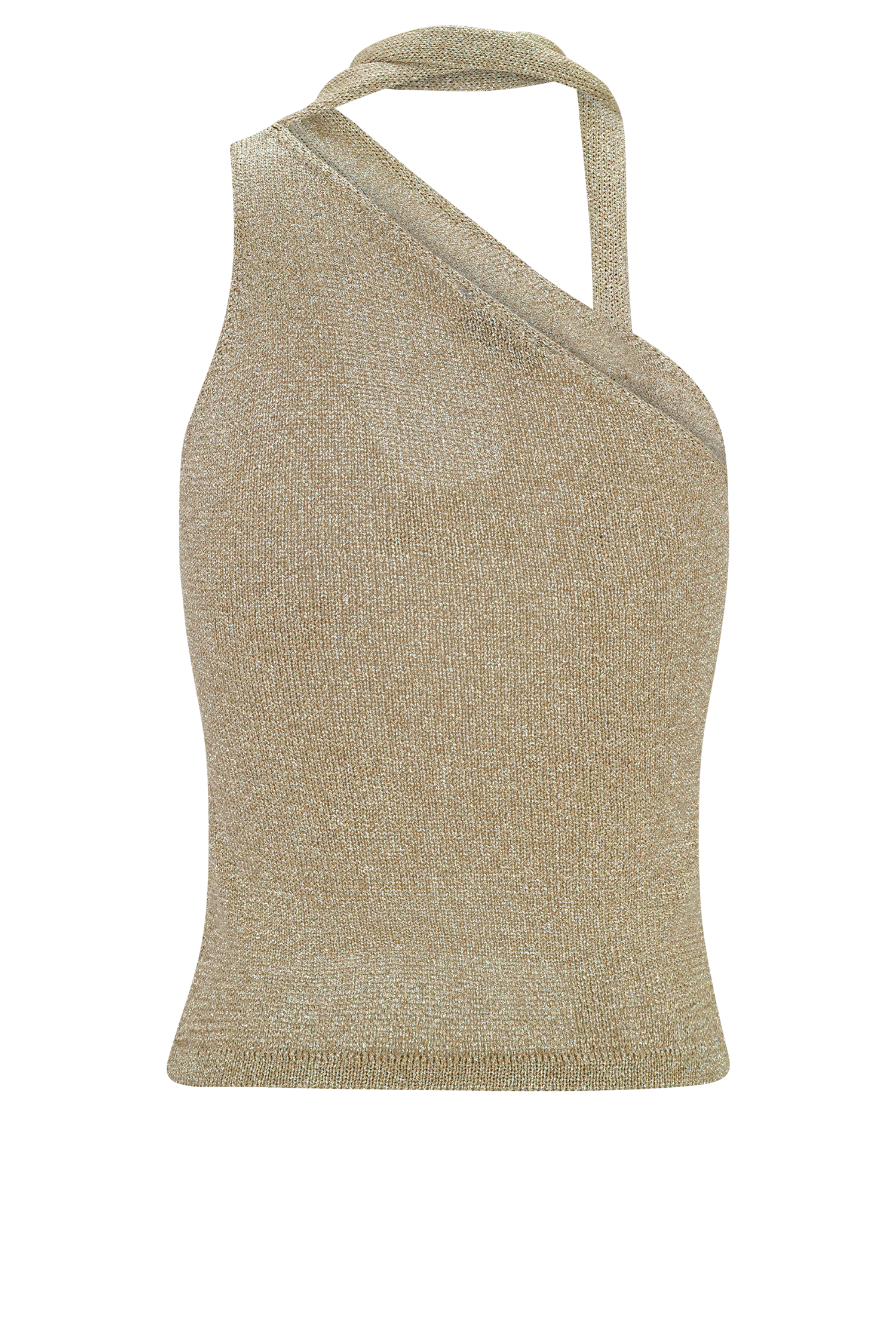 One Shoulder Metallic Knit Top with Floral Detail | Leone Gold