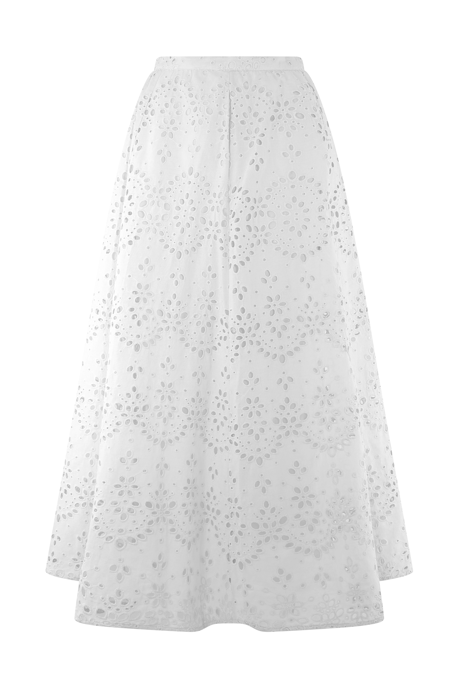 White Broderie Midi Skirt with Pockets | Arla Elegance