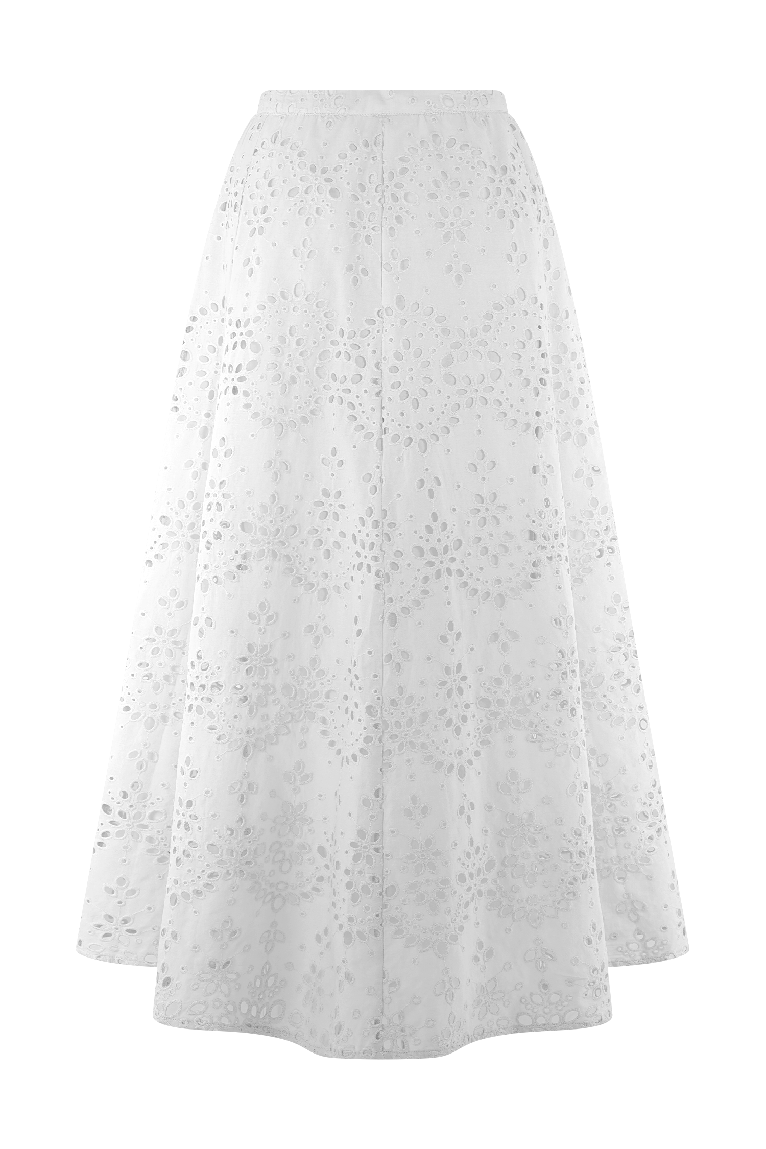 White Broderie Midi Skirt with Pockets | Arla Elegance