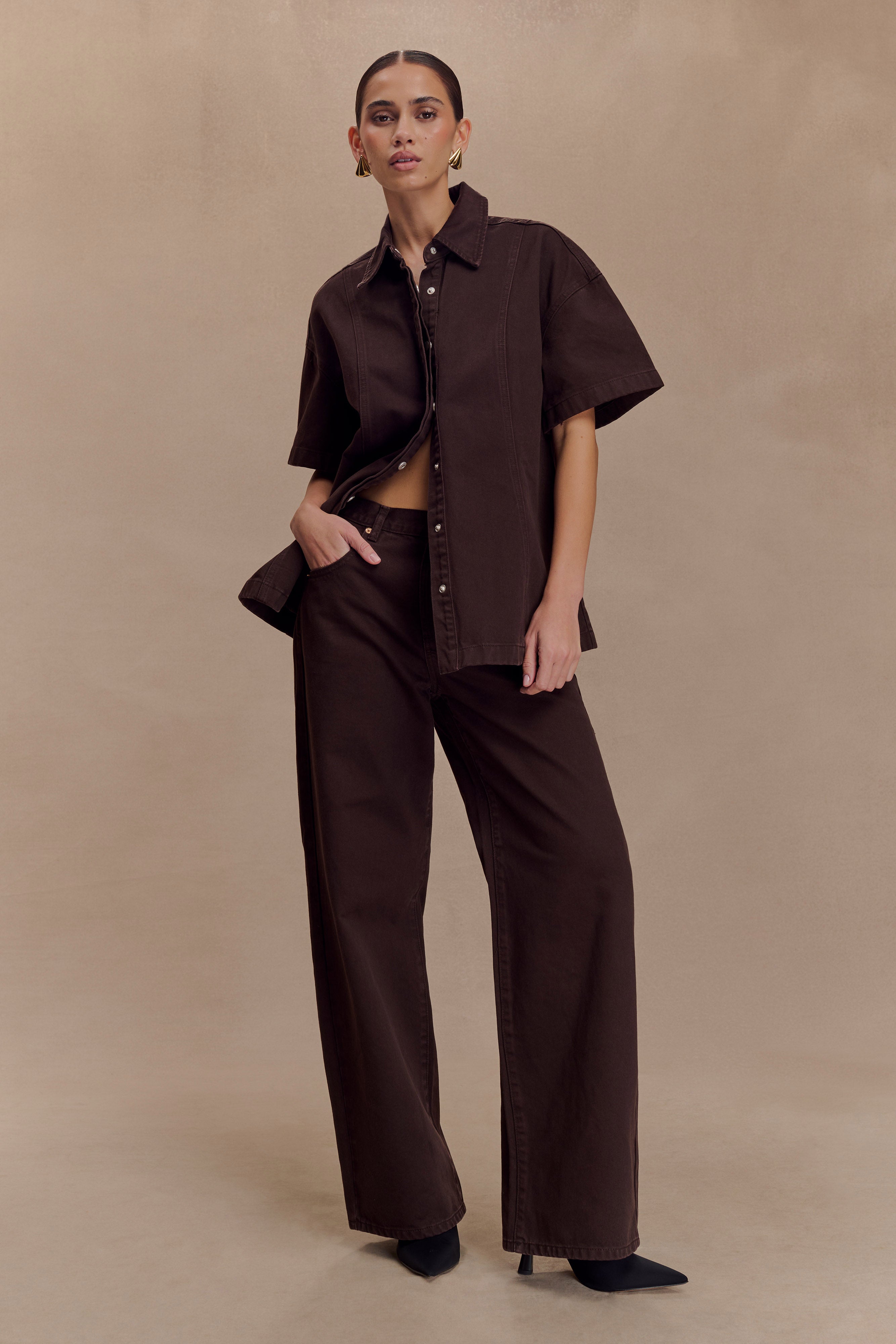 Mid Rise Straight Leg Denim Jeans for Women | Mannon Chocolate
