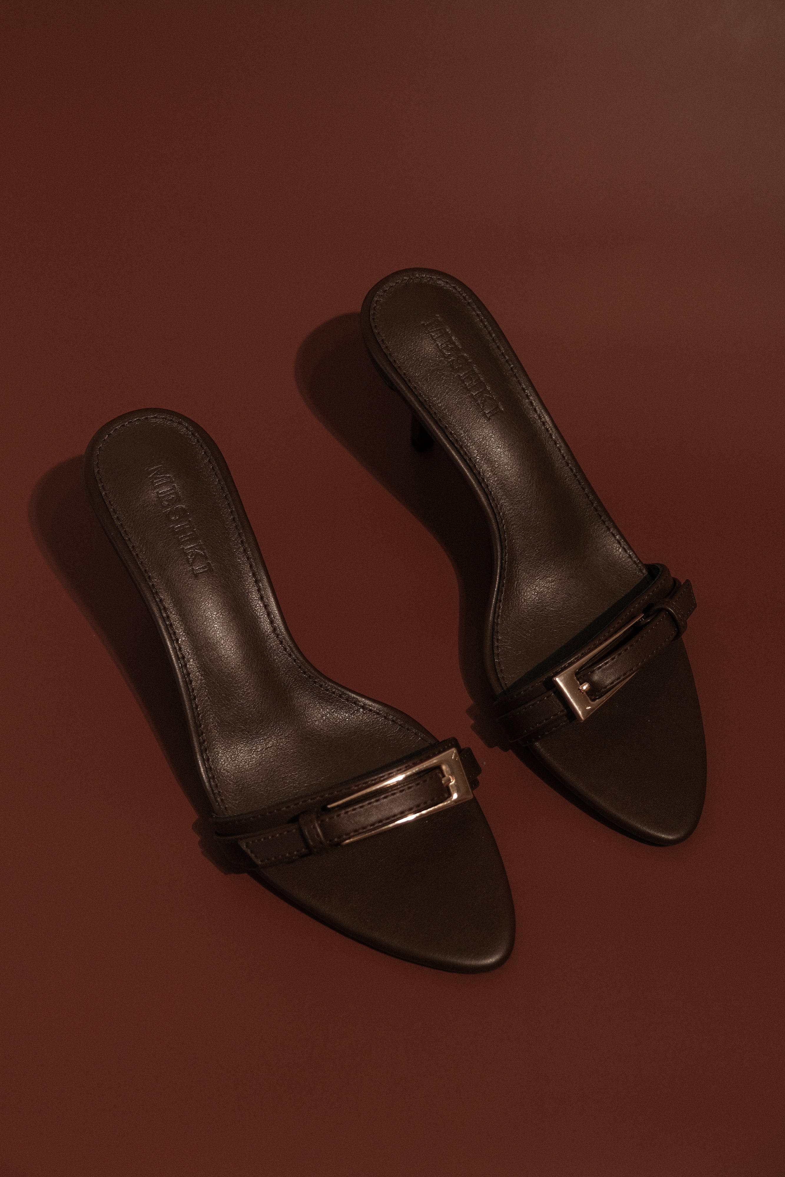 Marieanne Buckle High Heels - Pointed Toe Stiletto Pumps with Cushioned Footbed | Chocolate