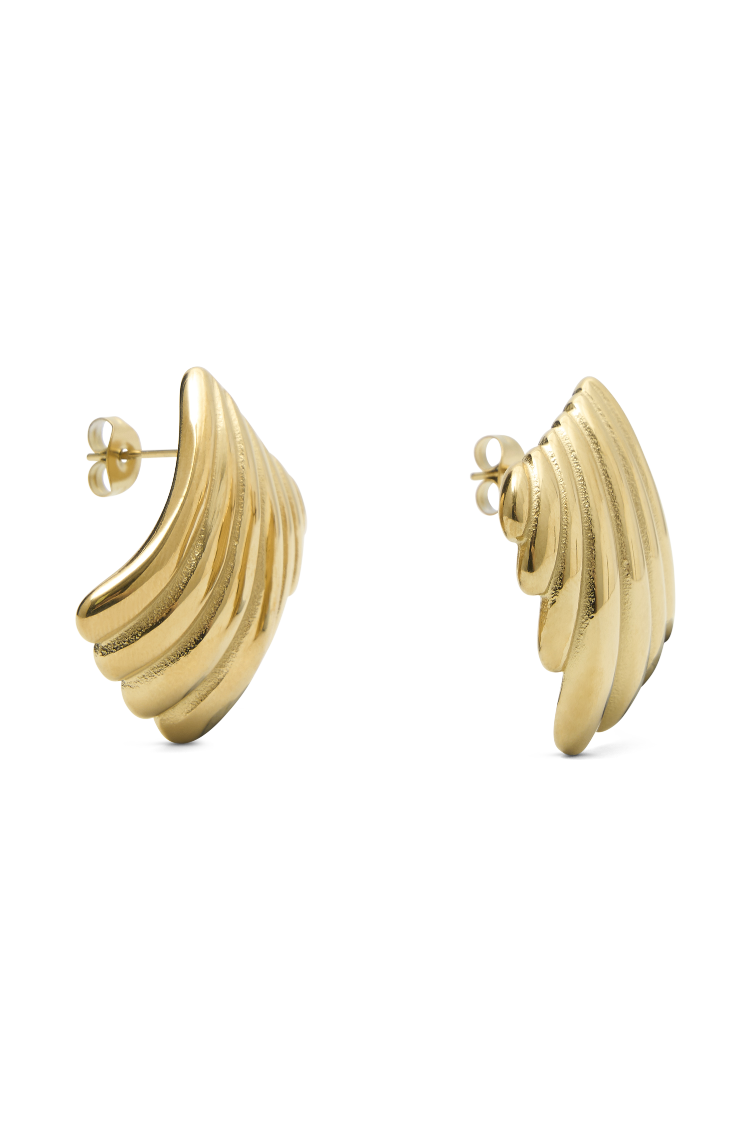 Textured Gold Square Earrings with Ribbed Detailing | Olympia