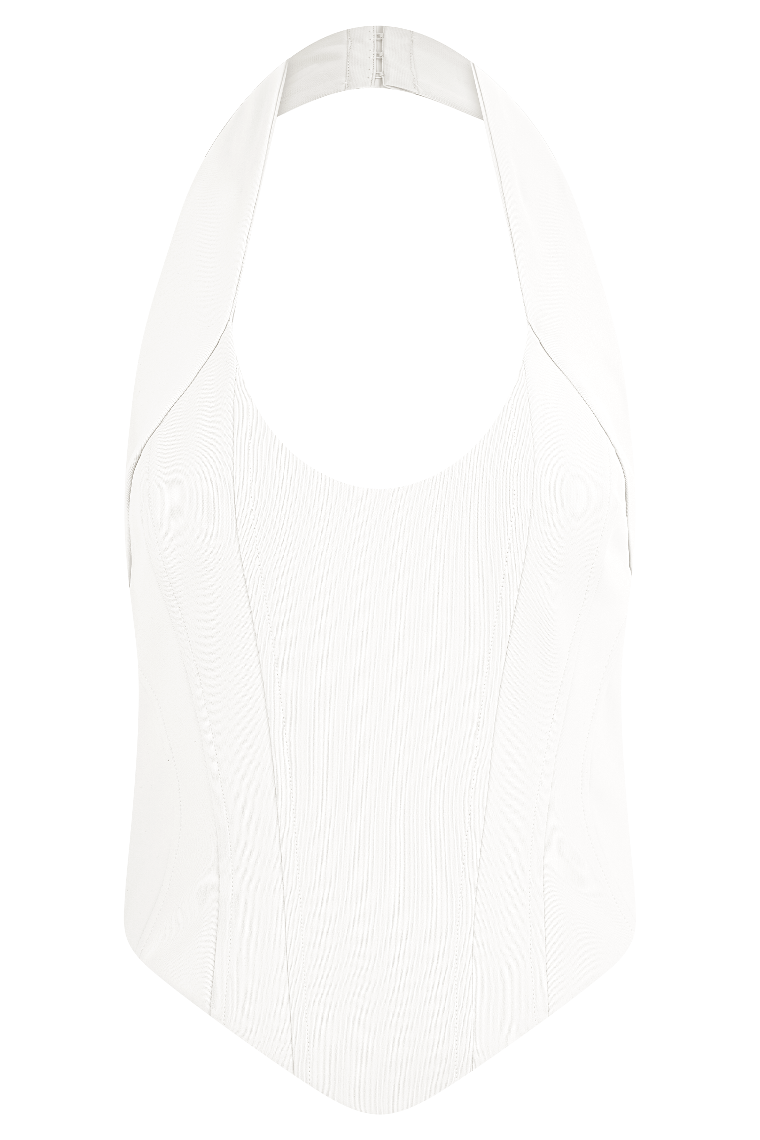 White Corset Halter Top with Boning & Back Zipper | Meadow