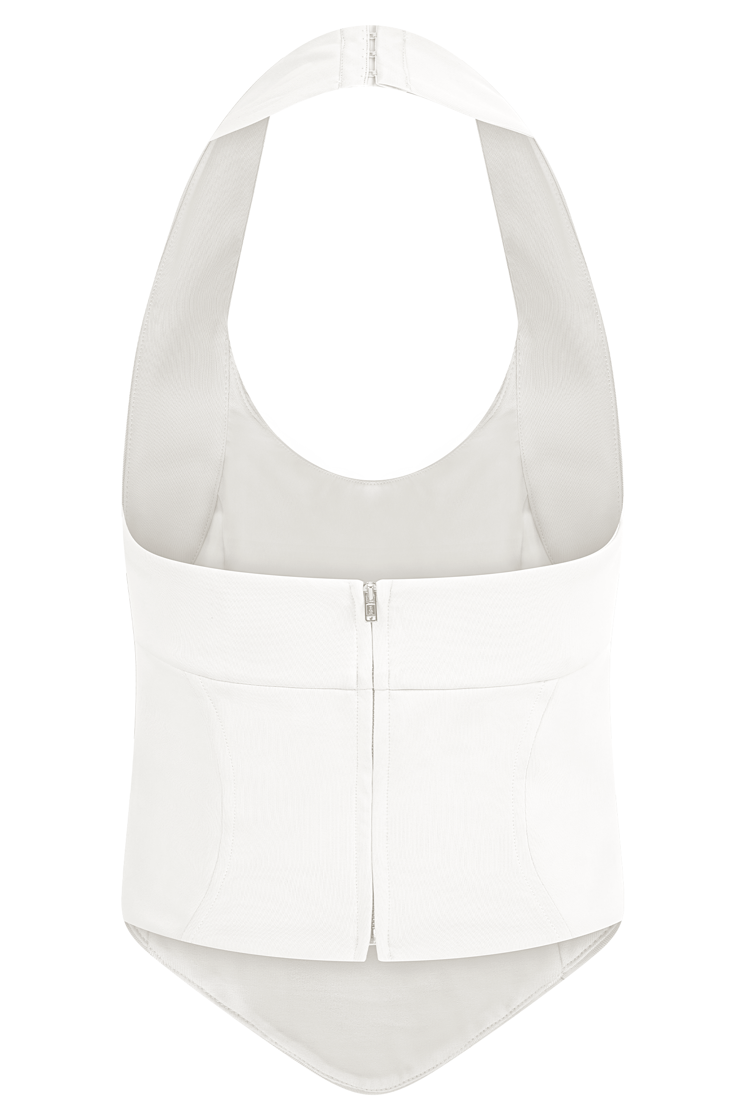 White Corset Halter Top with Boning & Back Zipper | Meadow