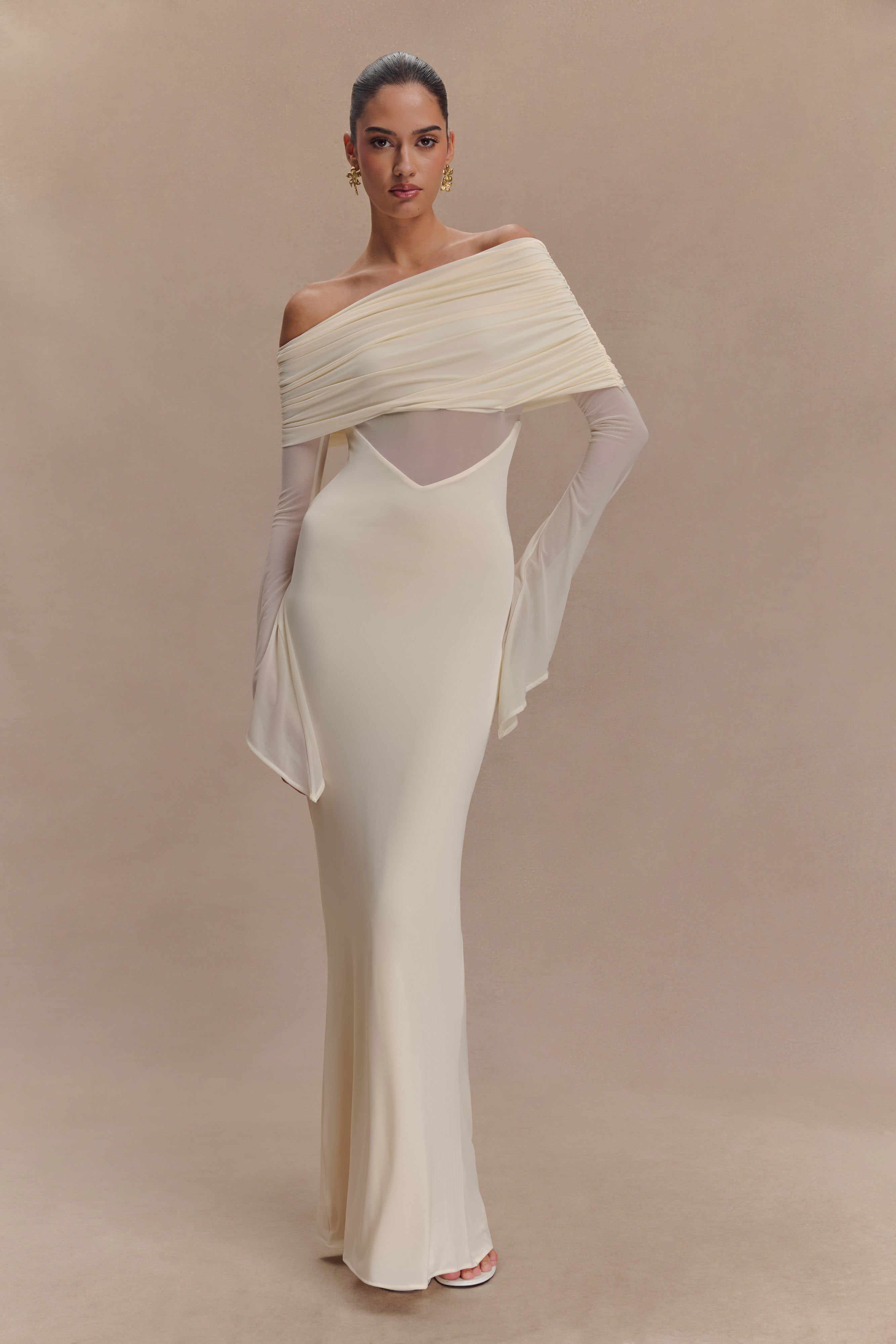 One Shoulder Slinky Mesh Maxi Dress for Special Occasions | Kaitlin Ivory