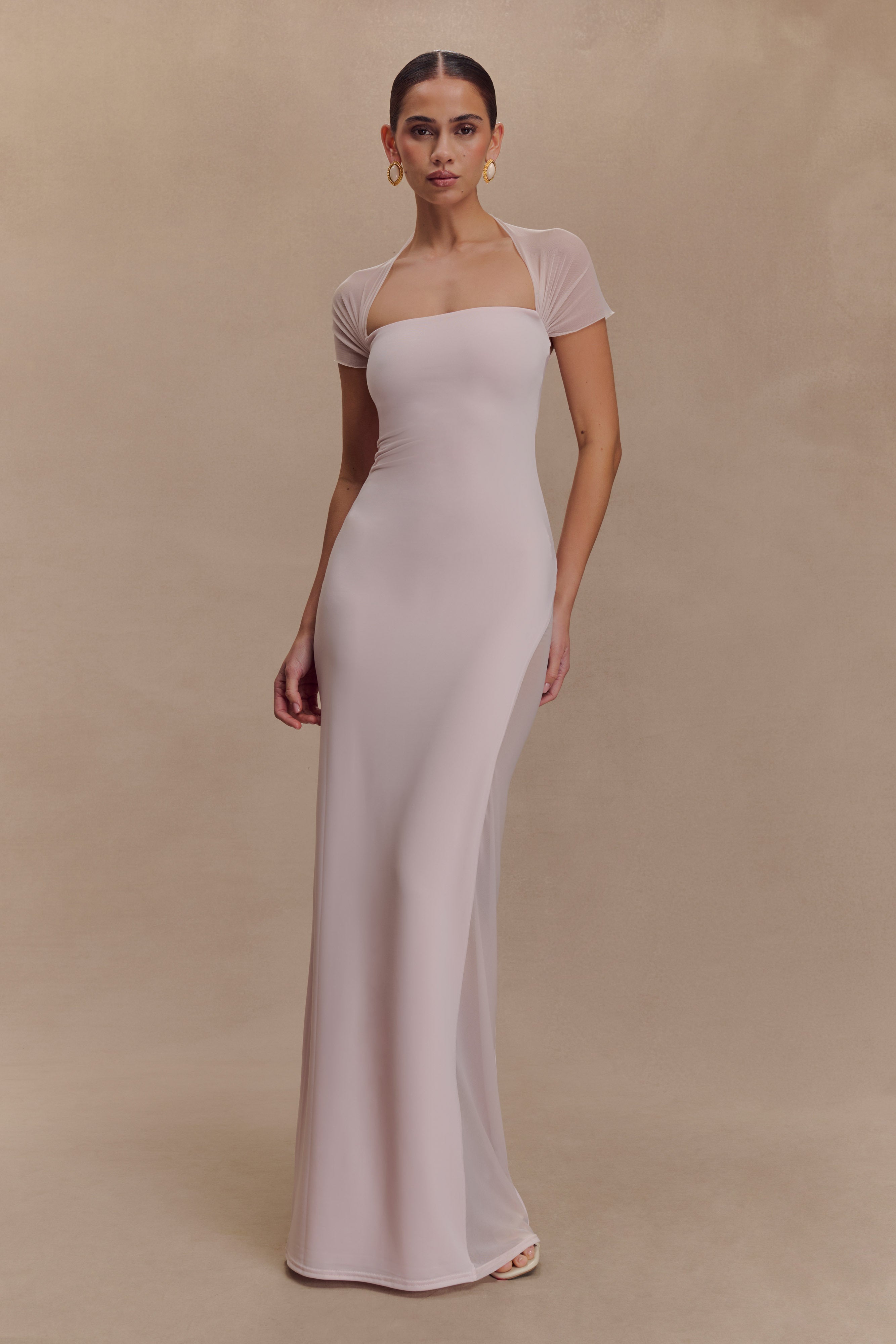 Slinky Mesh Maxi Dress with Shawl & Side Split | Wyatt