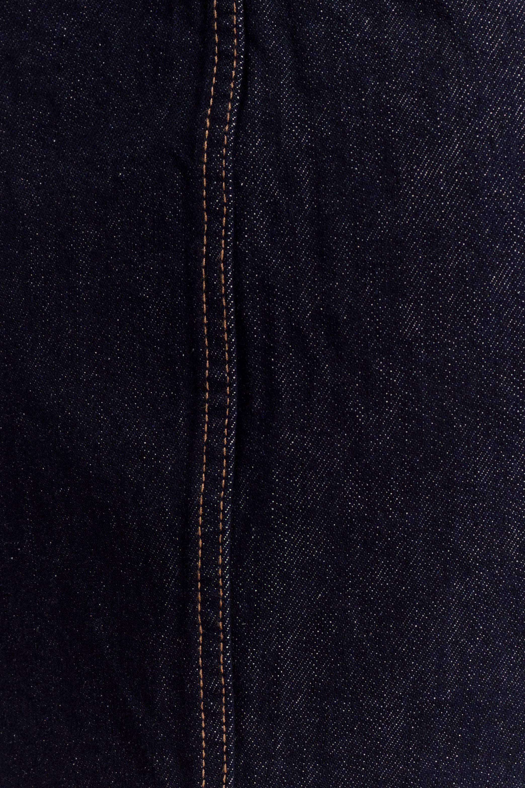 Denim Mini Skirt with Button Fly - Washed Indigo Blue | Julienne