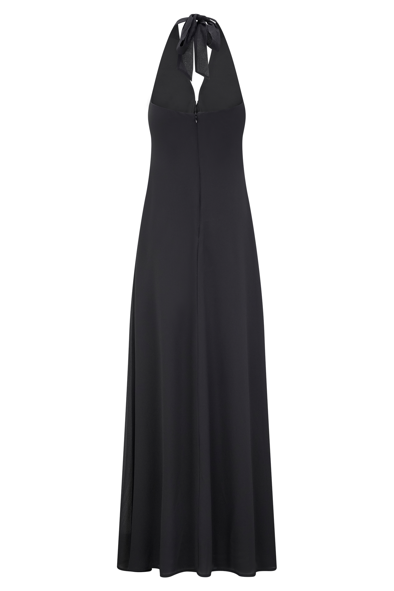 Chiffon Halter Maxi Dress with V Neck & A-Line Flare | Malakhai