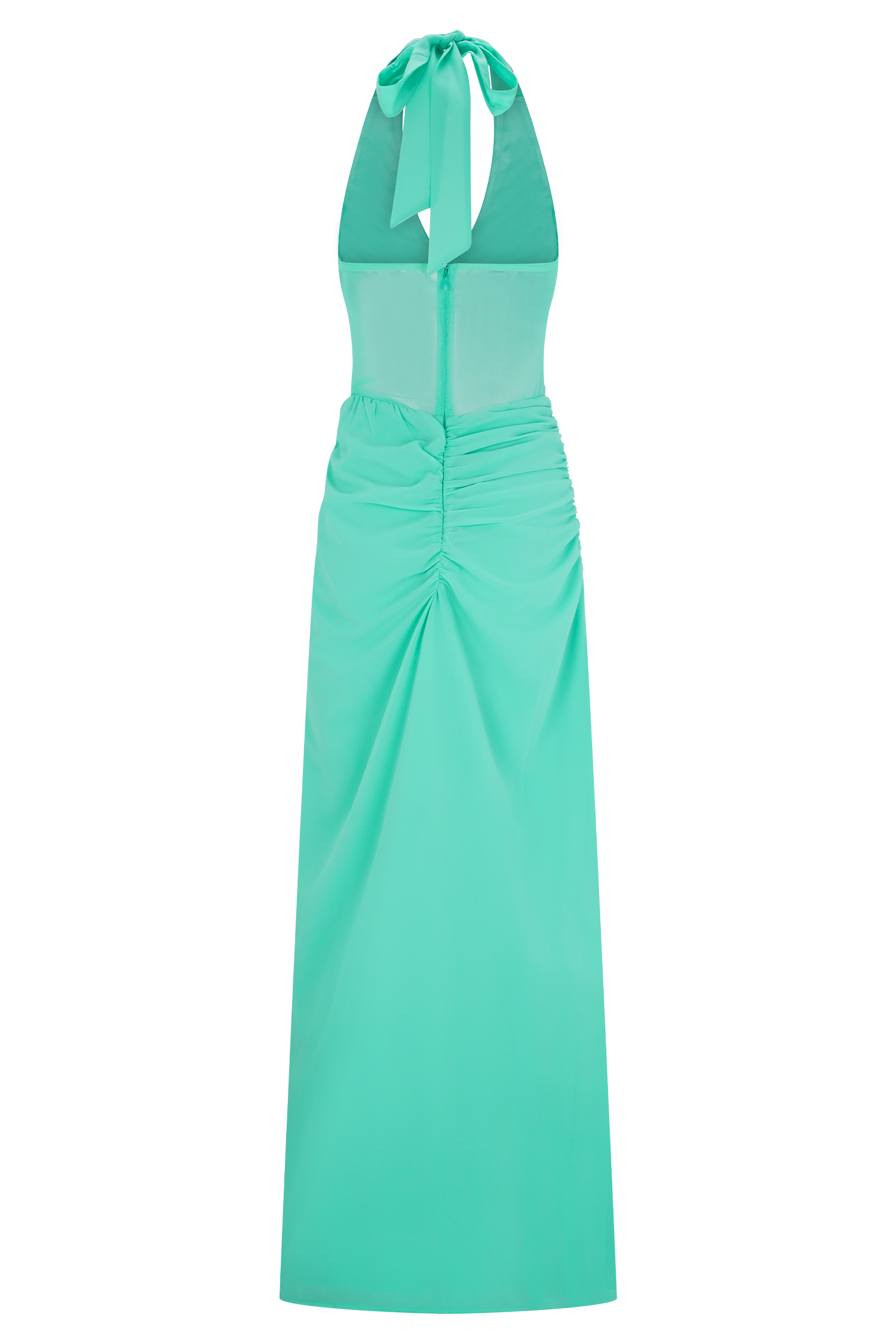 Chiffon & Mesh Maxi Dress with Halter Neckline | Jonna