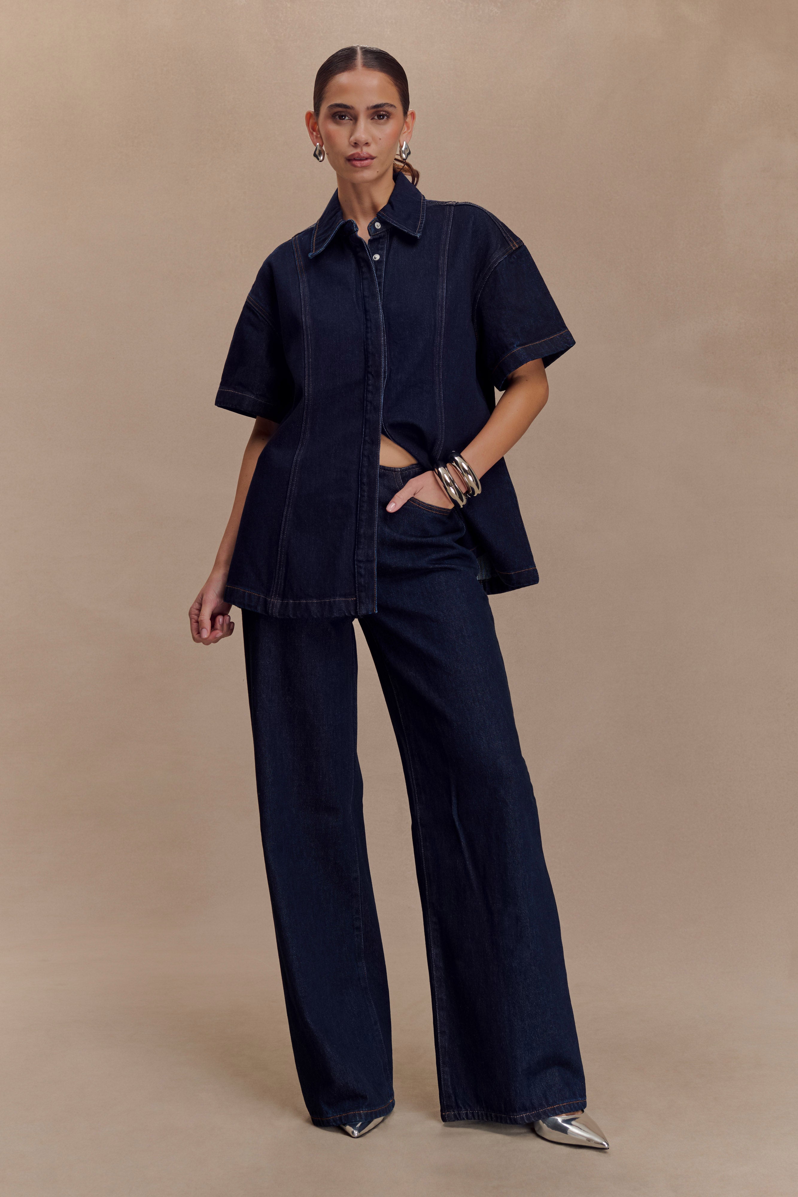 Oversized Denim Shirt for Women - Indigo Blue & Relaxed Fit | Maya