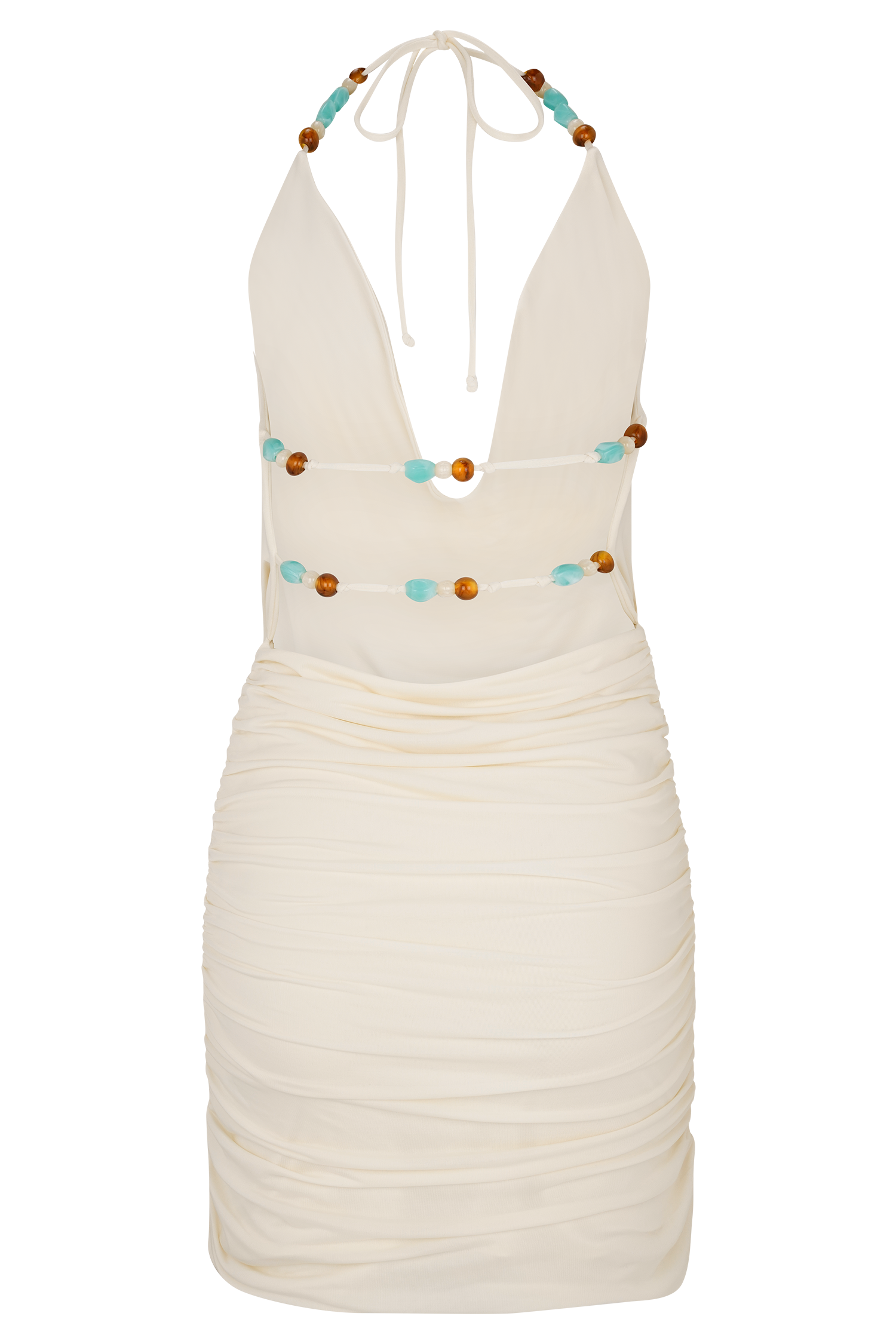 Beaded Cowl Mini Dress for Evening Events | Astraeus Ivory