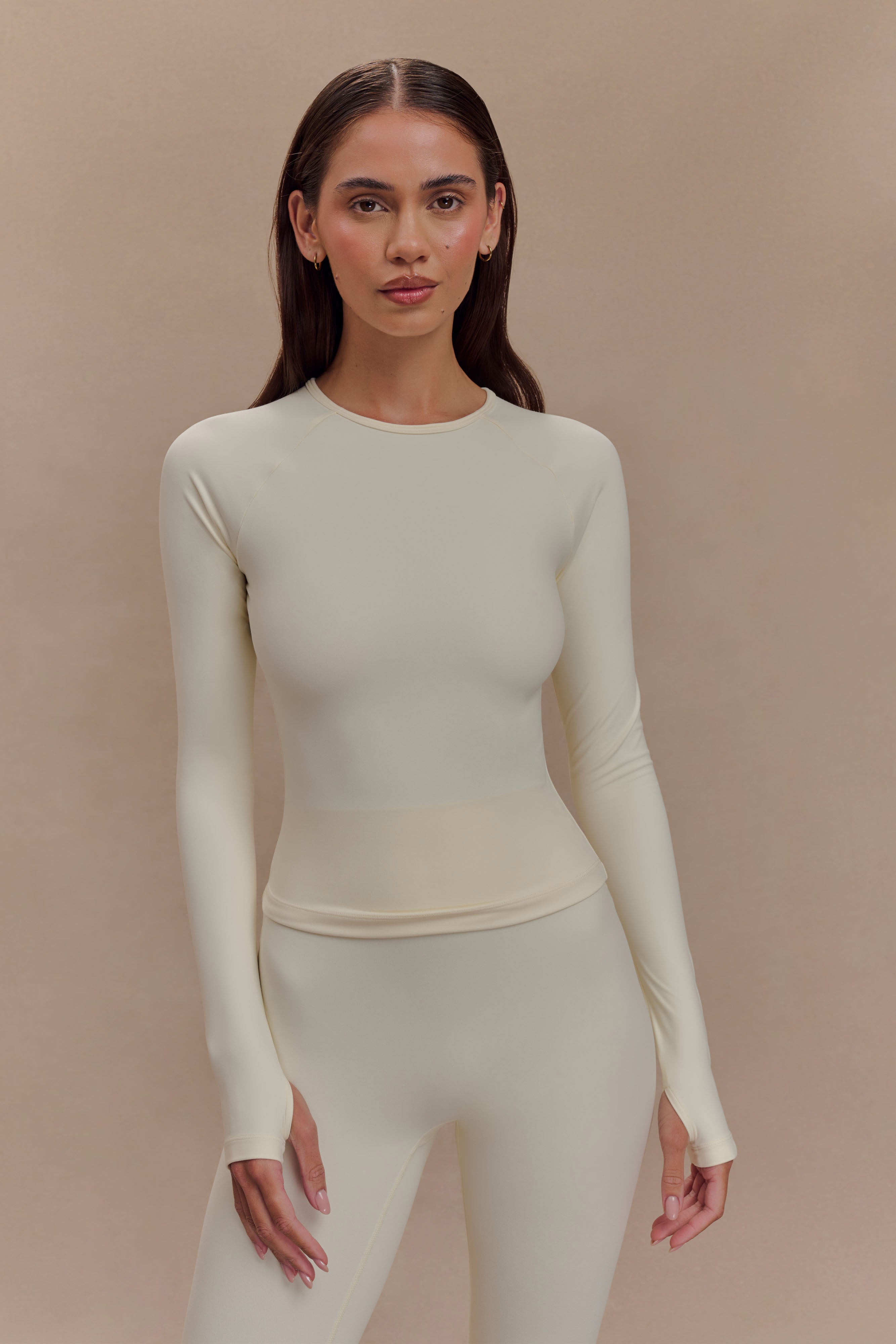 Long Sleeve Active Top for Women | Eliana Ivory Workout Shirt