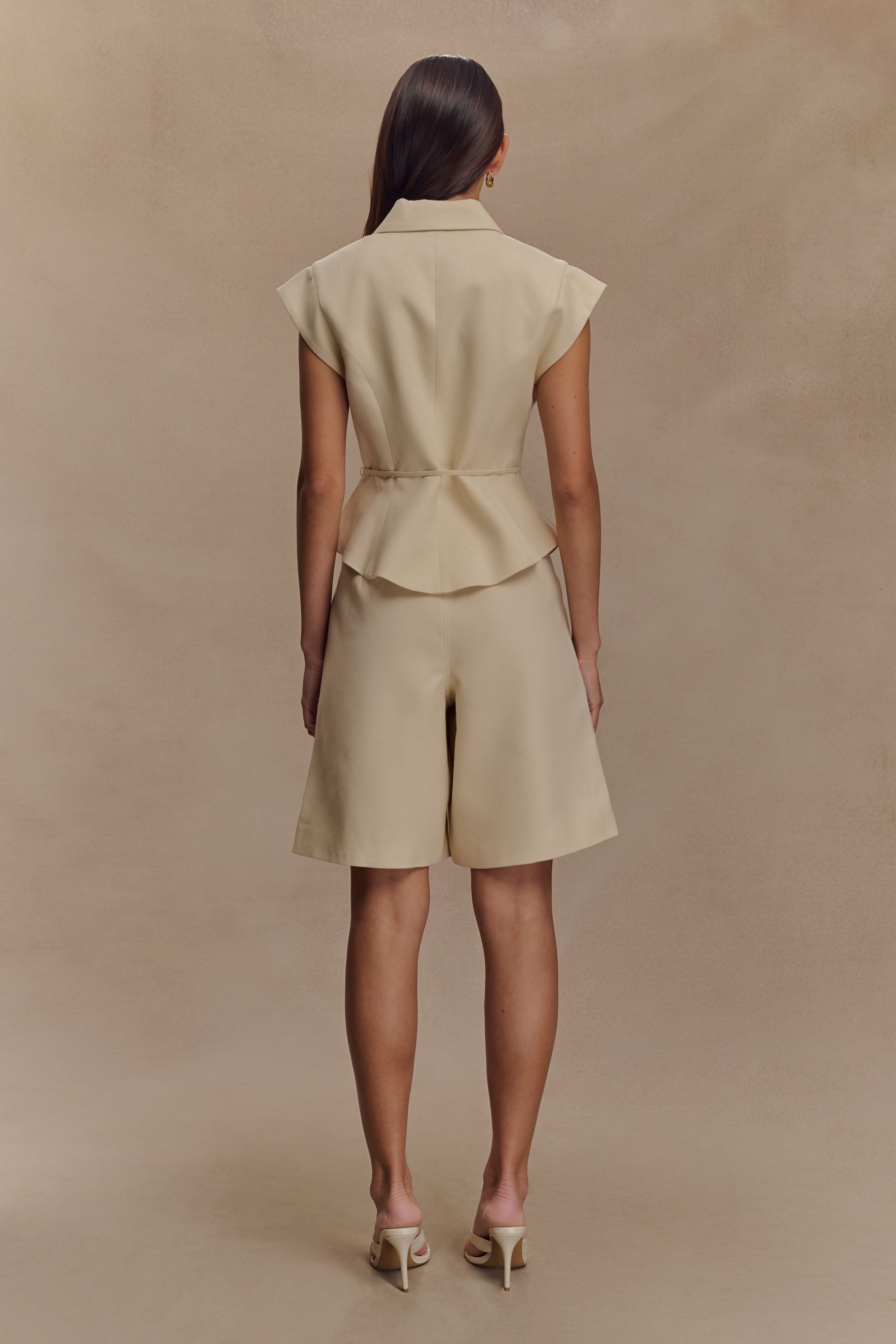 High-Waisted Linen Shorts for Women | Andina Natural Beige