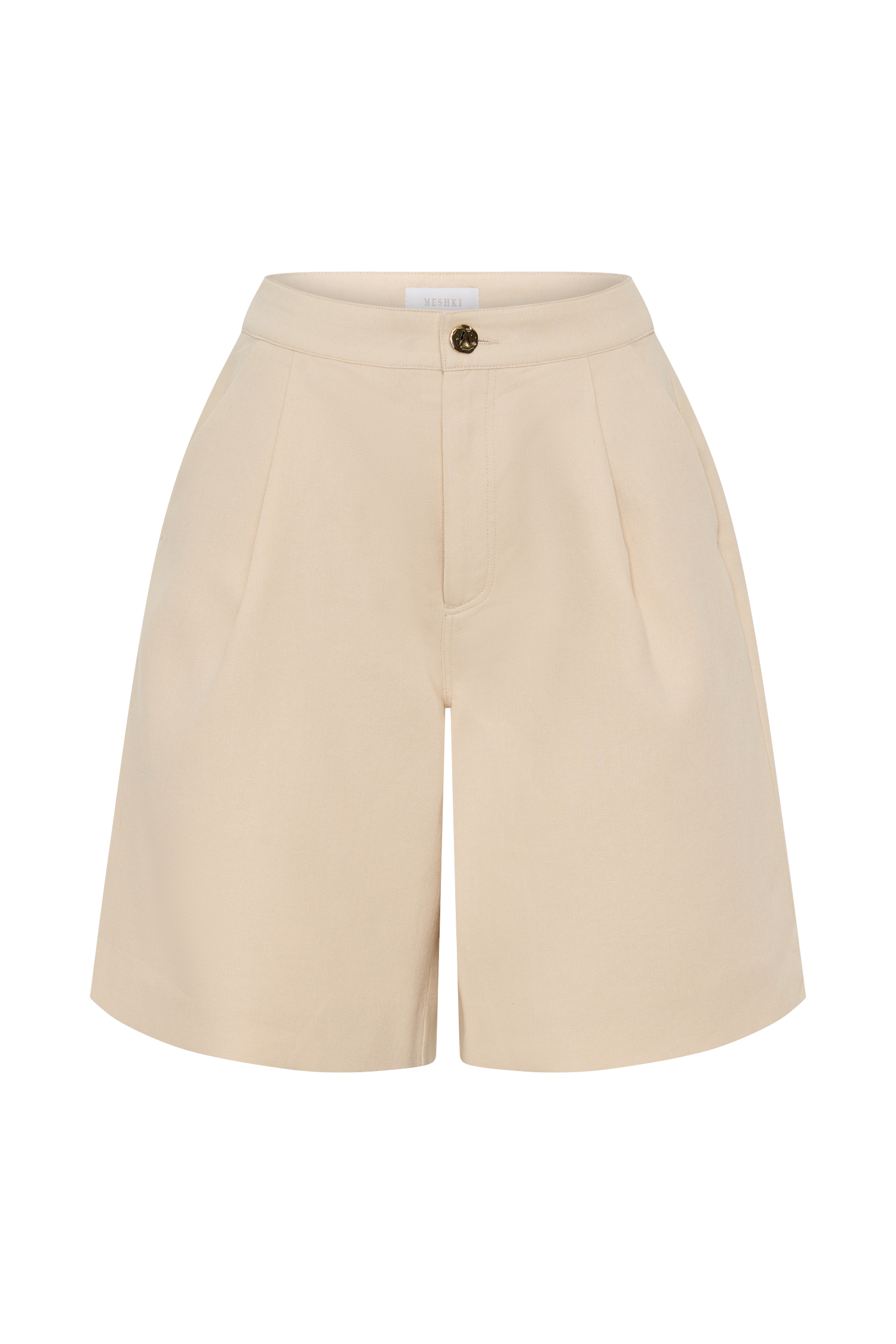 High-Waisted Linen Shorts for Women | Andina Natural Beige