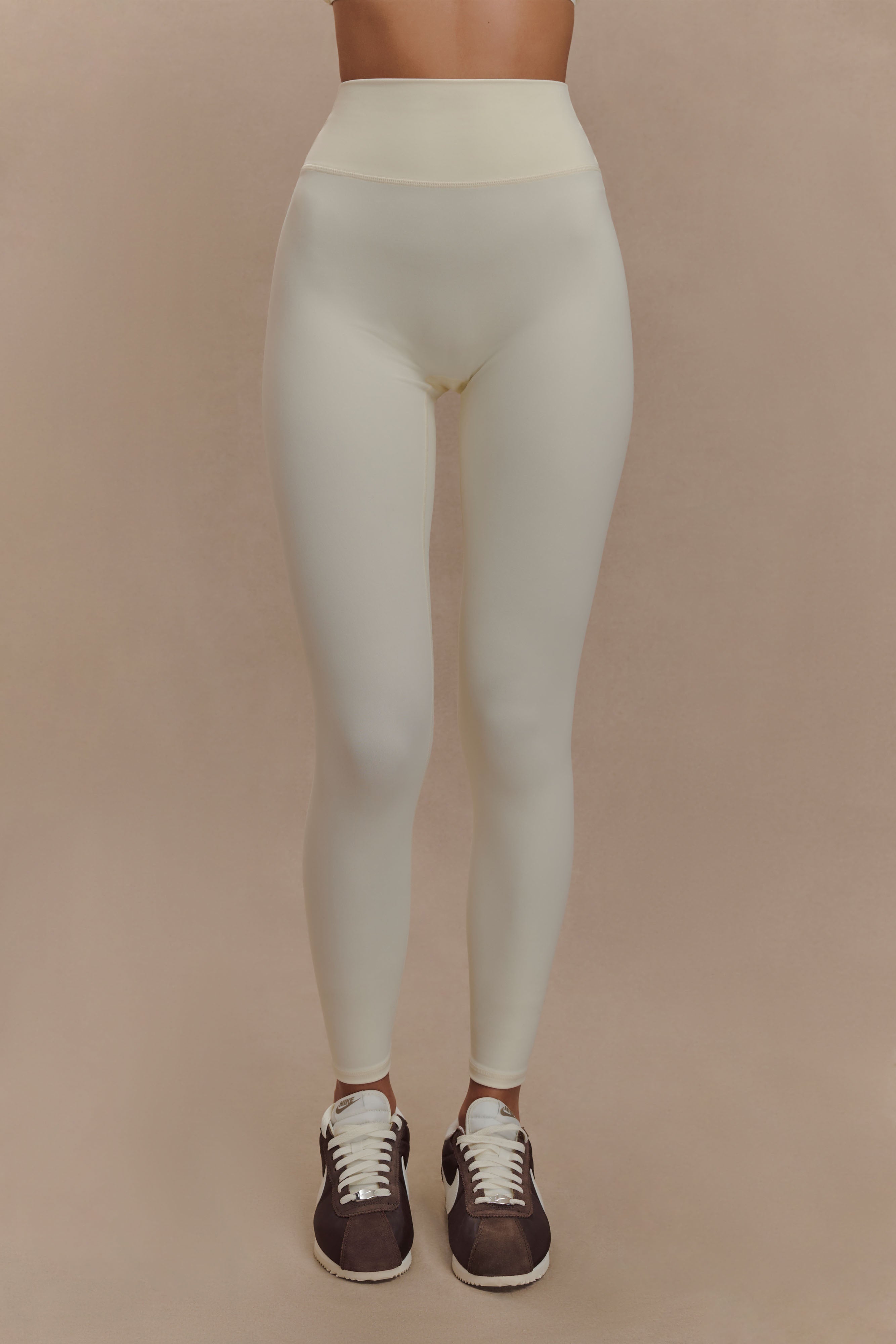 High-Waisted Active Leggings with Double-Layer Waistband | Callie Ivory