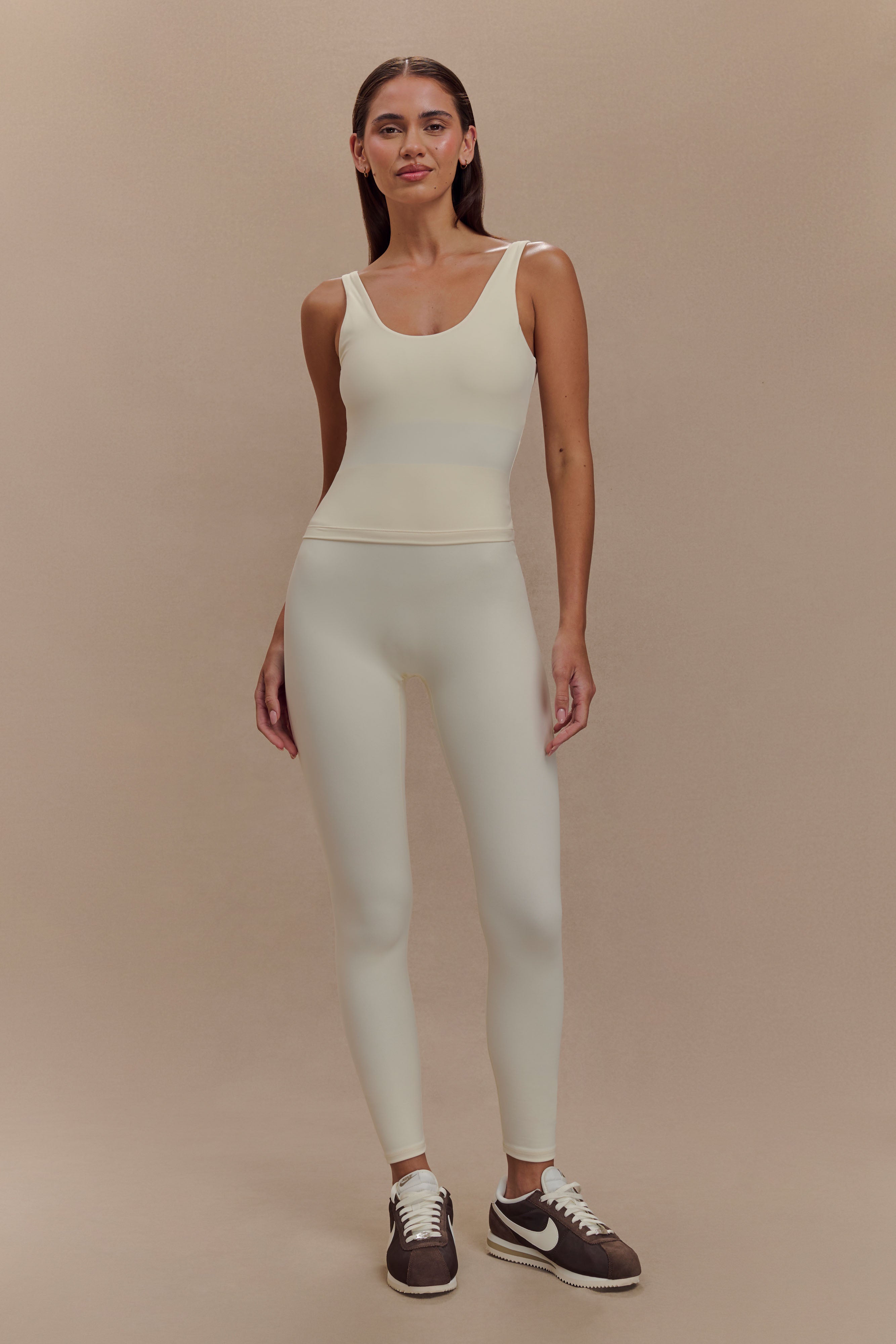 High-Waisted Active Leggings with Double-Layer Waistband | Callie Ivory