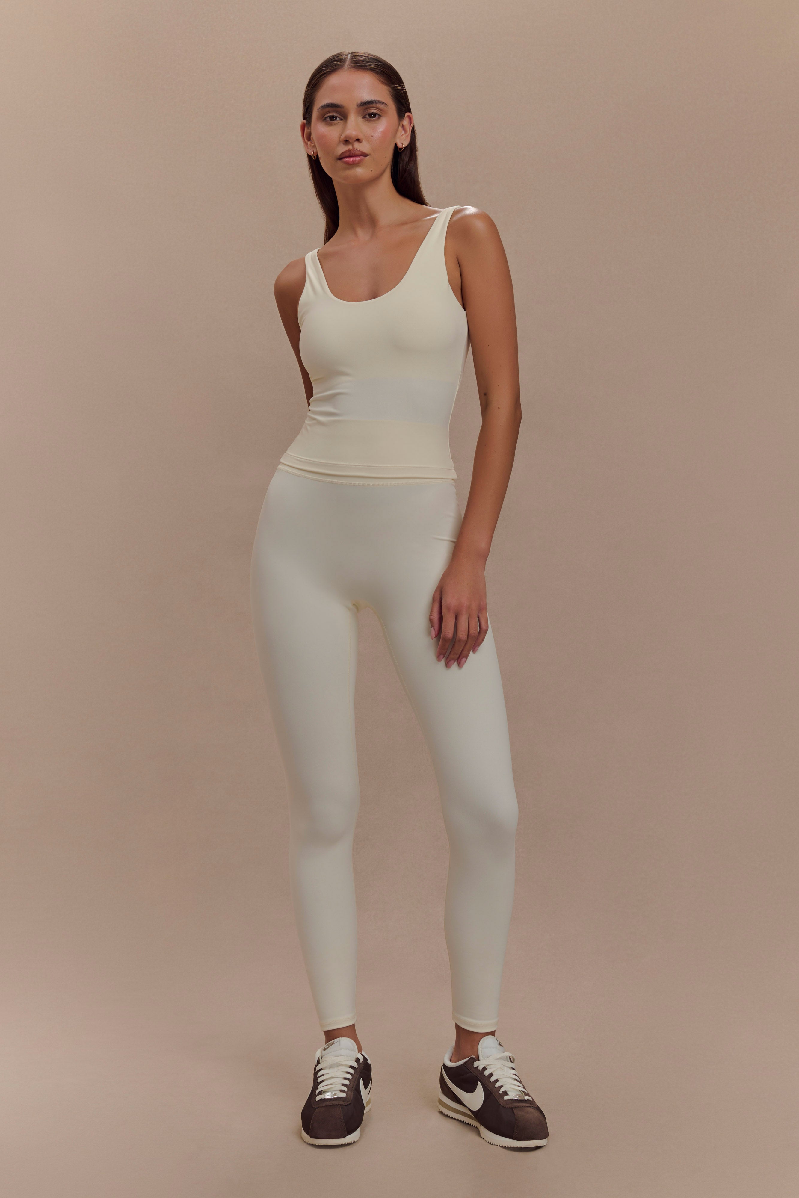 High-Waisted Active Leggings with Double-Layer Waistband | Callie Ivory
