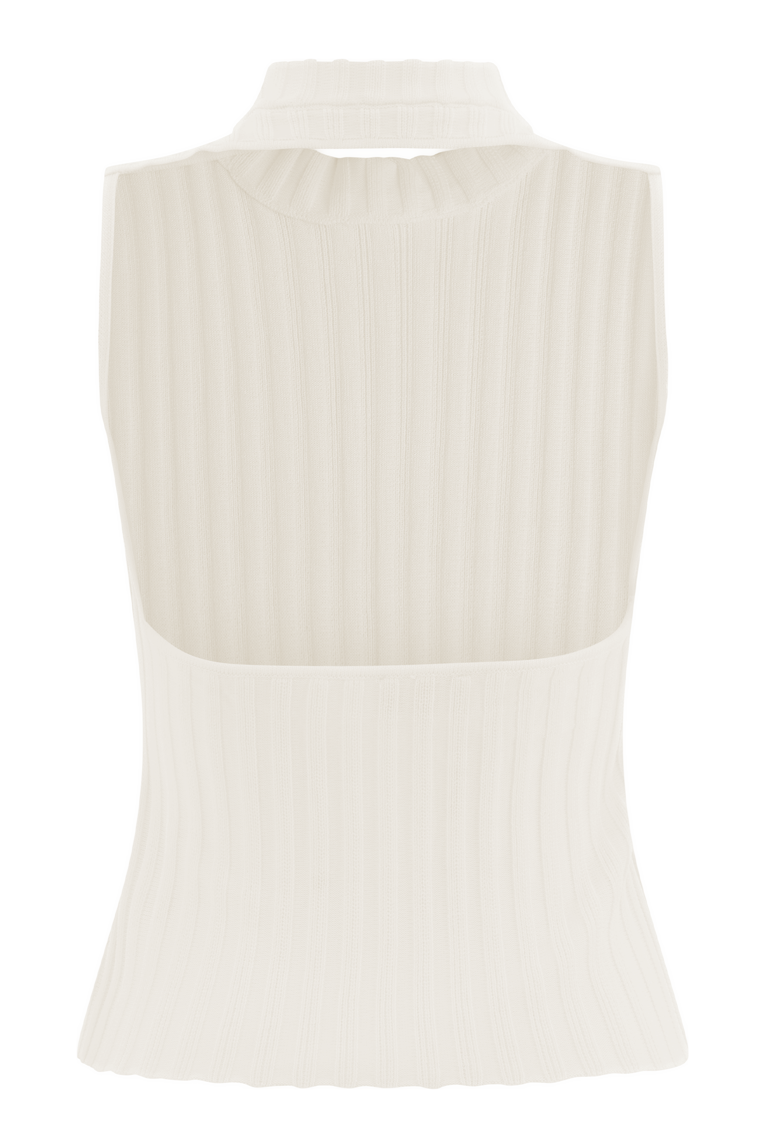 Sleeveless Turtle Neck Knit Top with Open Back | Oona Ivory