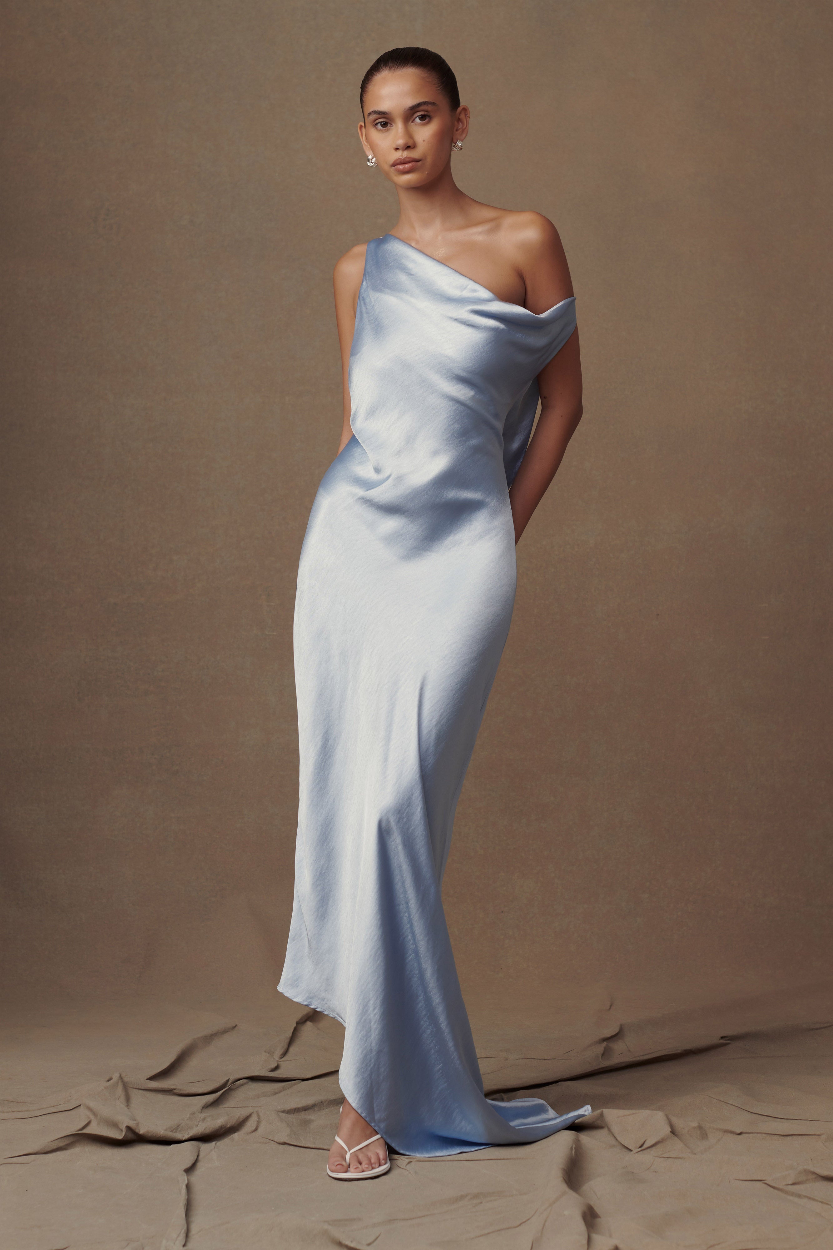 Slip Maxi Dress with Asymmetrical Hem & Open Back | Yvette