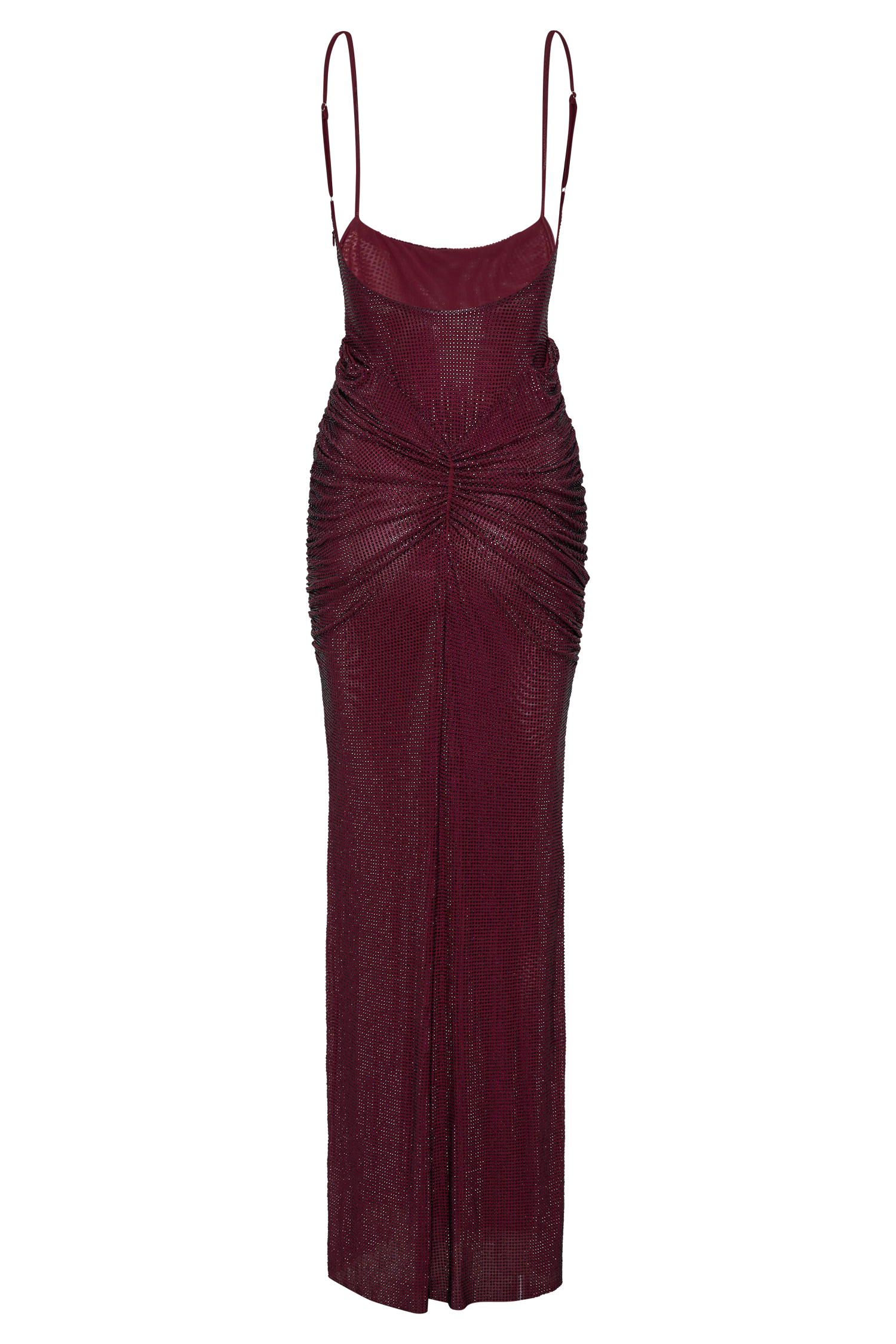Diamante Satin Maxi Dress with Low-Cut Back | Roisin Mahogany