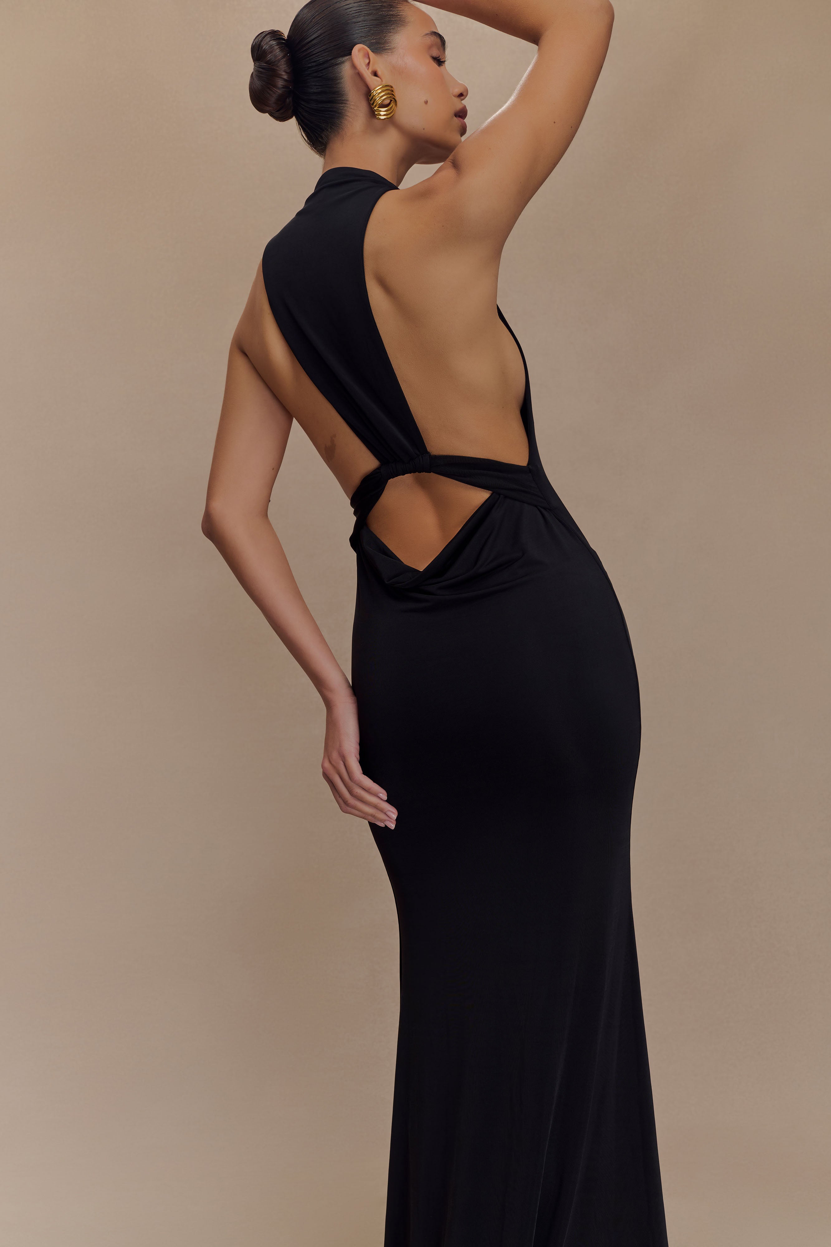 V Neck Maxi Dress with Racer Back & Fishtail Hem | Elke