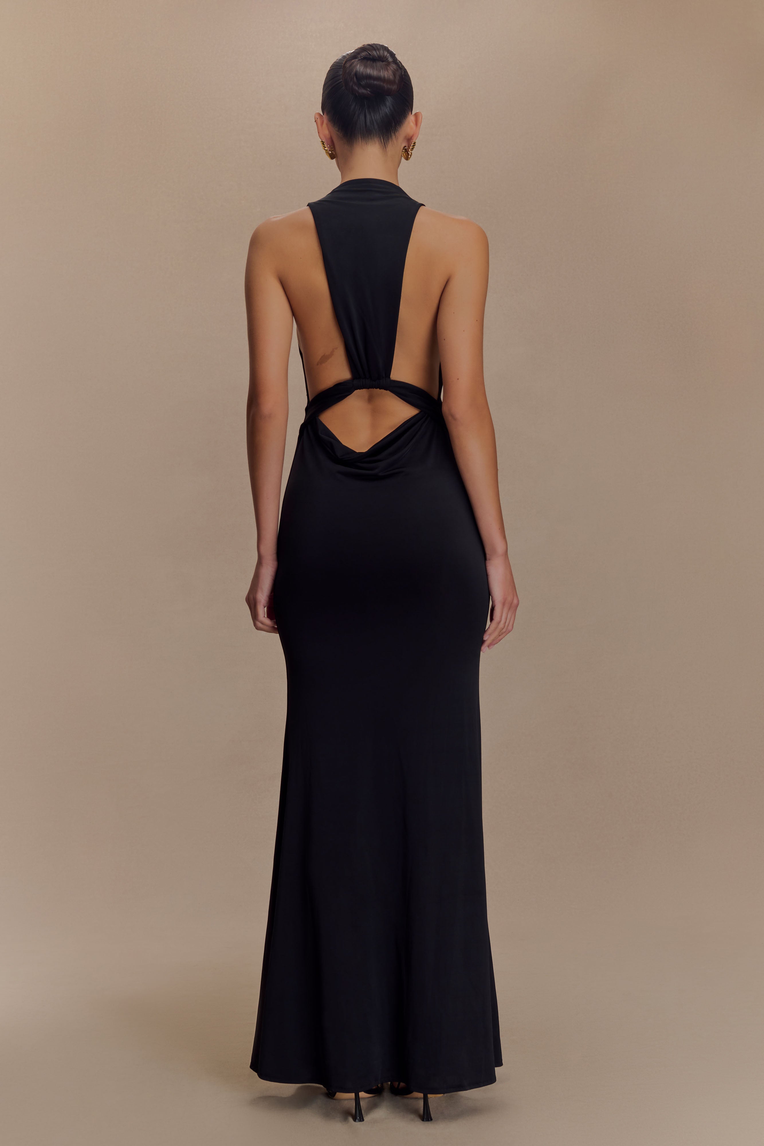 V Neck Maxi Dress with Racer Back & Fishtail Hem | Elke