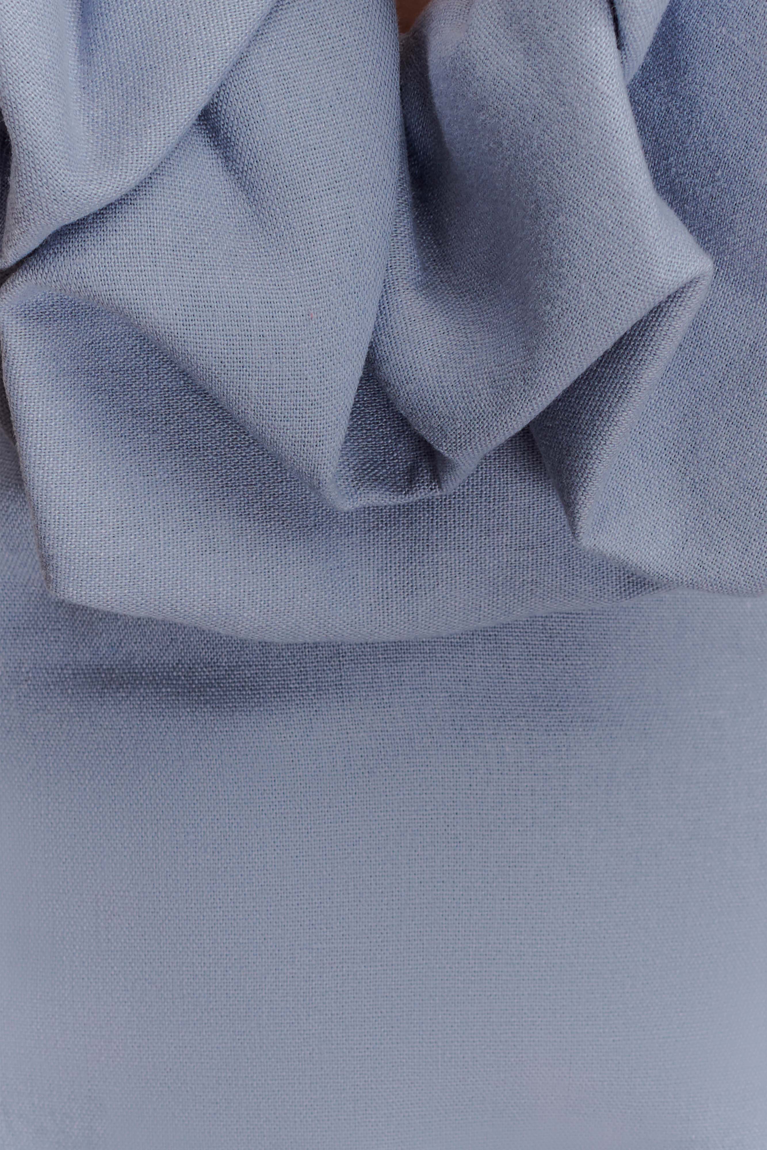 Linen Bubble Maxi Dress with Halter Neck & Back Zip | Carolyn - Misty Blue