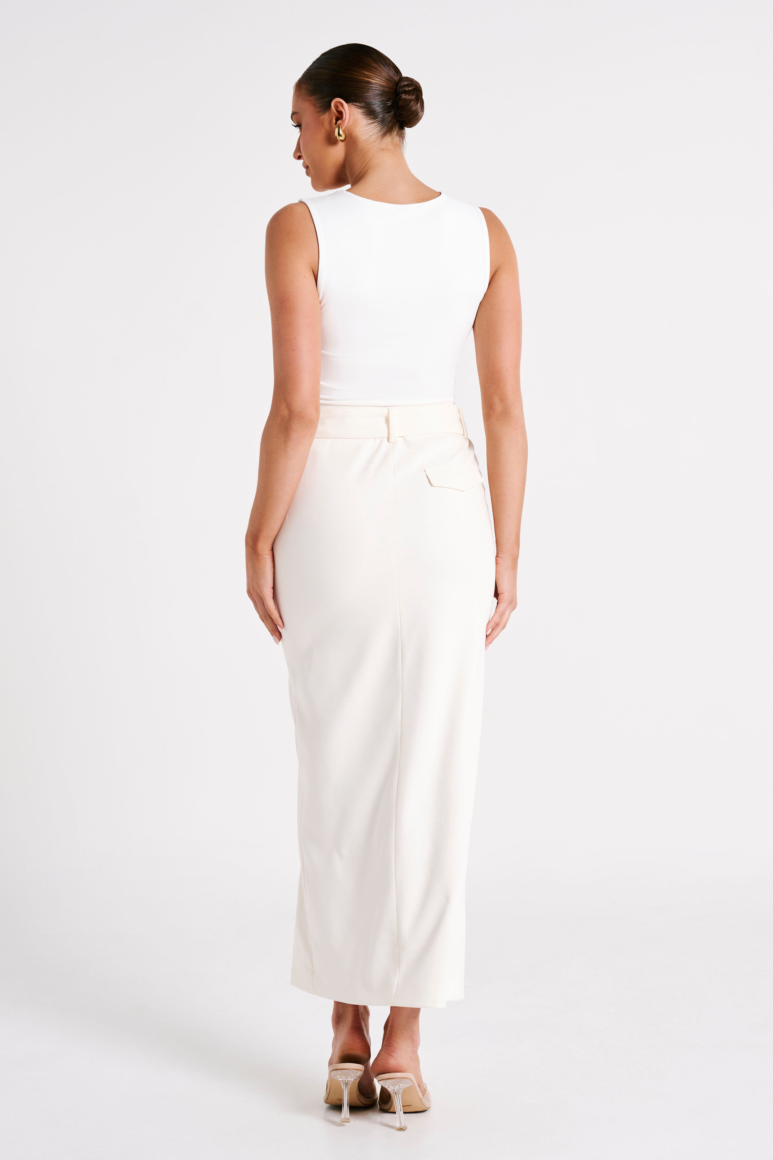 Recycled Nylon Longline Sleeveless Top - White | LINLEY