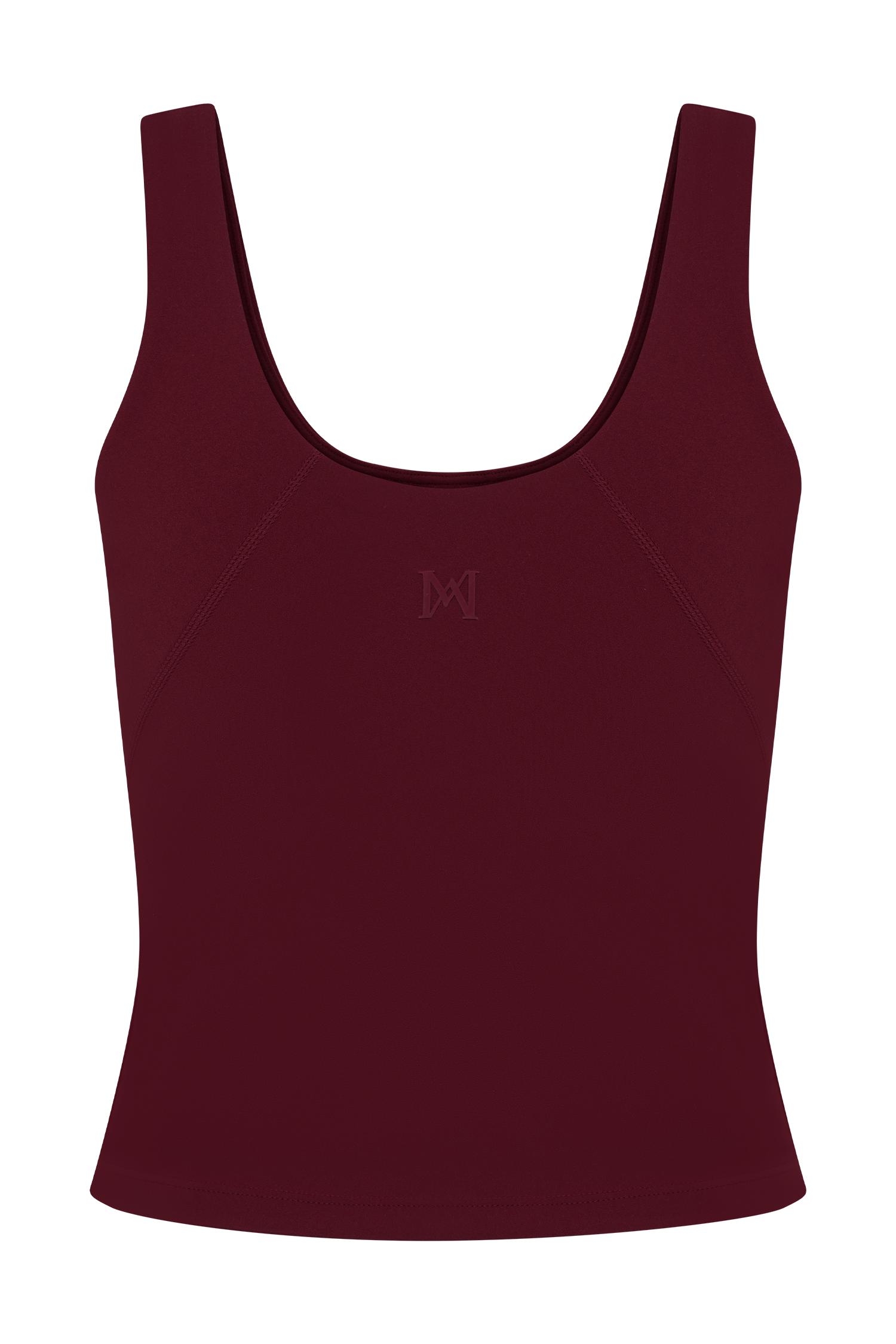 Burgundy Yoga Top with Shelf Bra & Scoop Neck | Alexandra