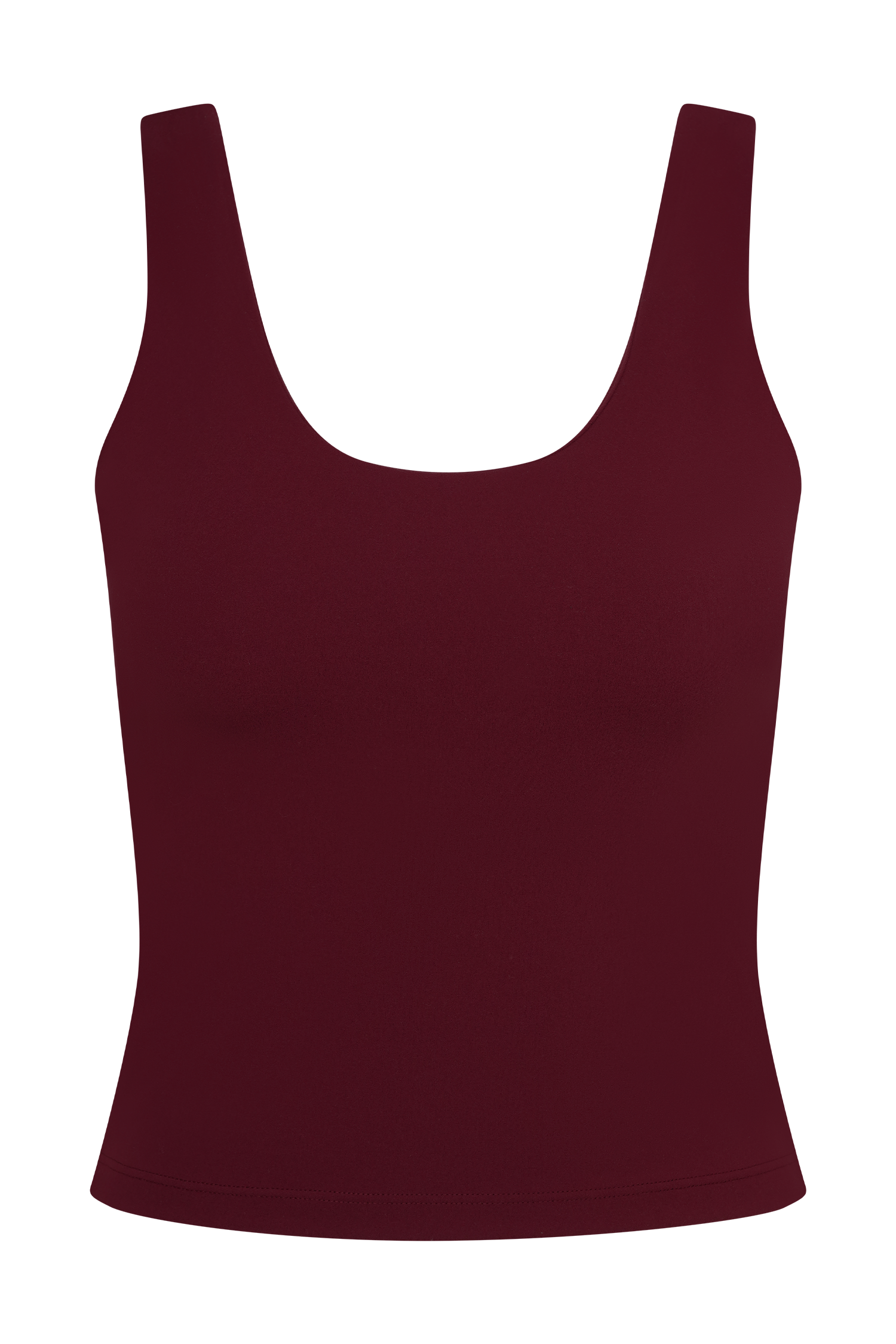 Burgundy Yoga Top with Shelf Bra & Scoop Neck | Alexandra