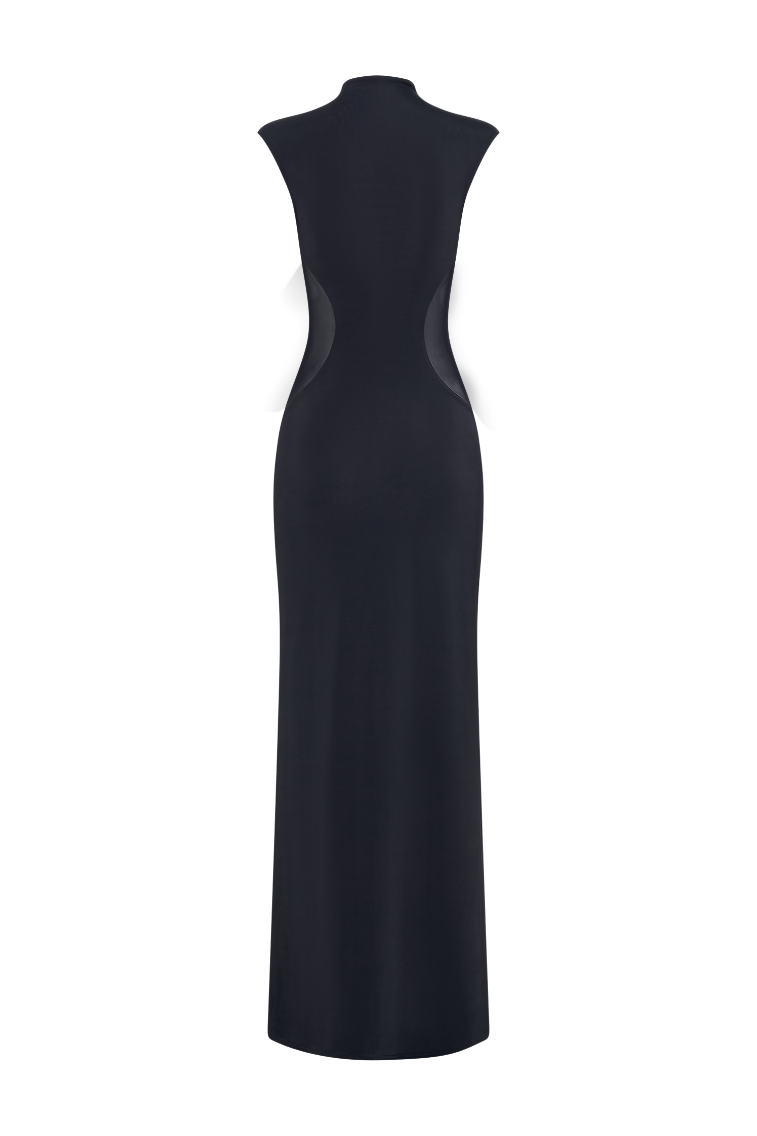 Bodycon Maxi Dress with Mesh Panels & Lining | Massie Black