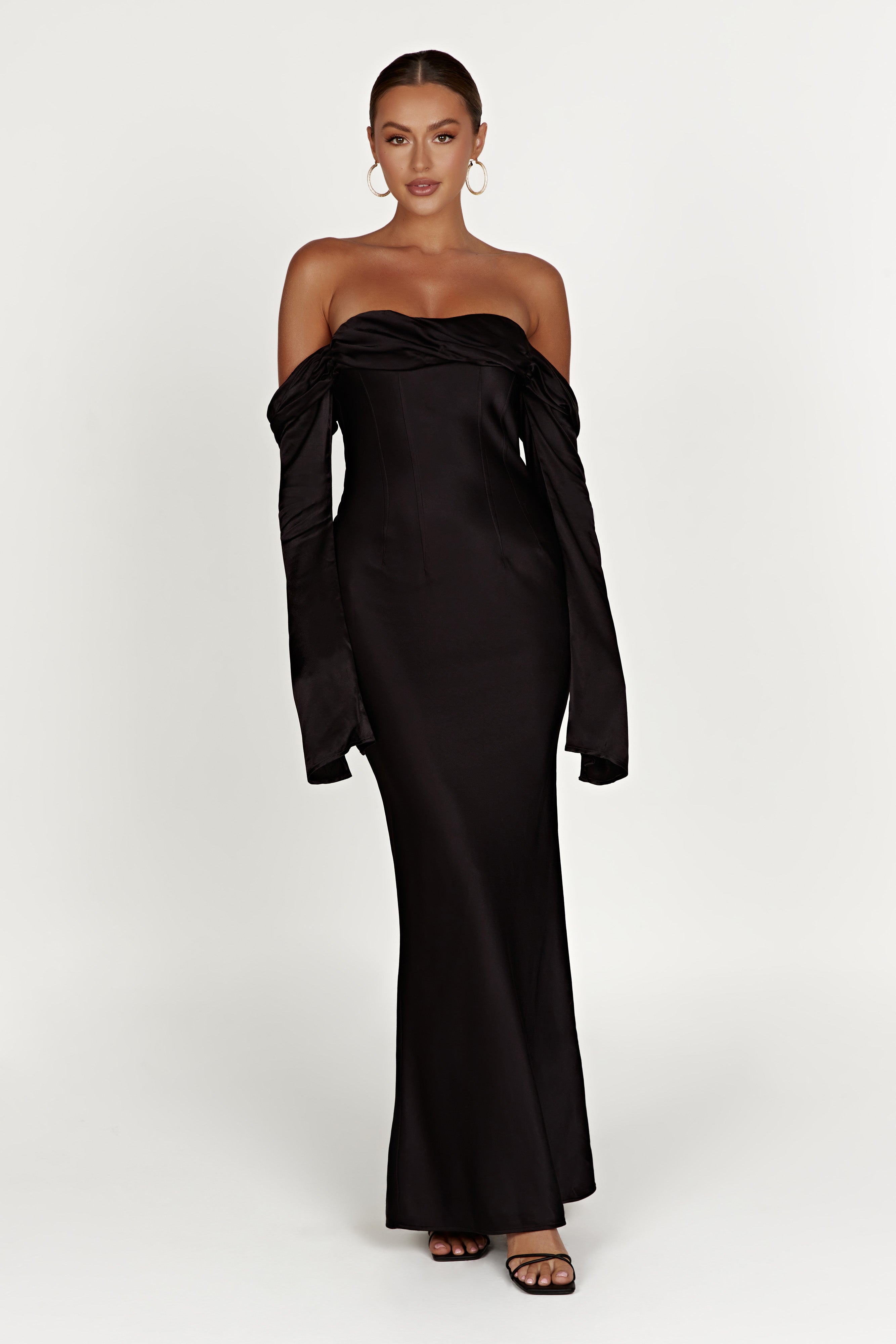 Off Shoulder Cowl Neck Maxi Dress for Weddings & Formal Events | Giselle
