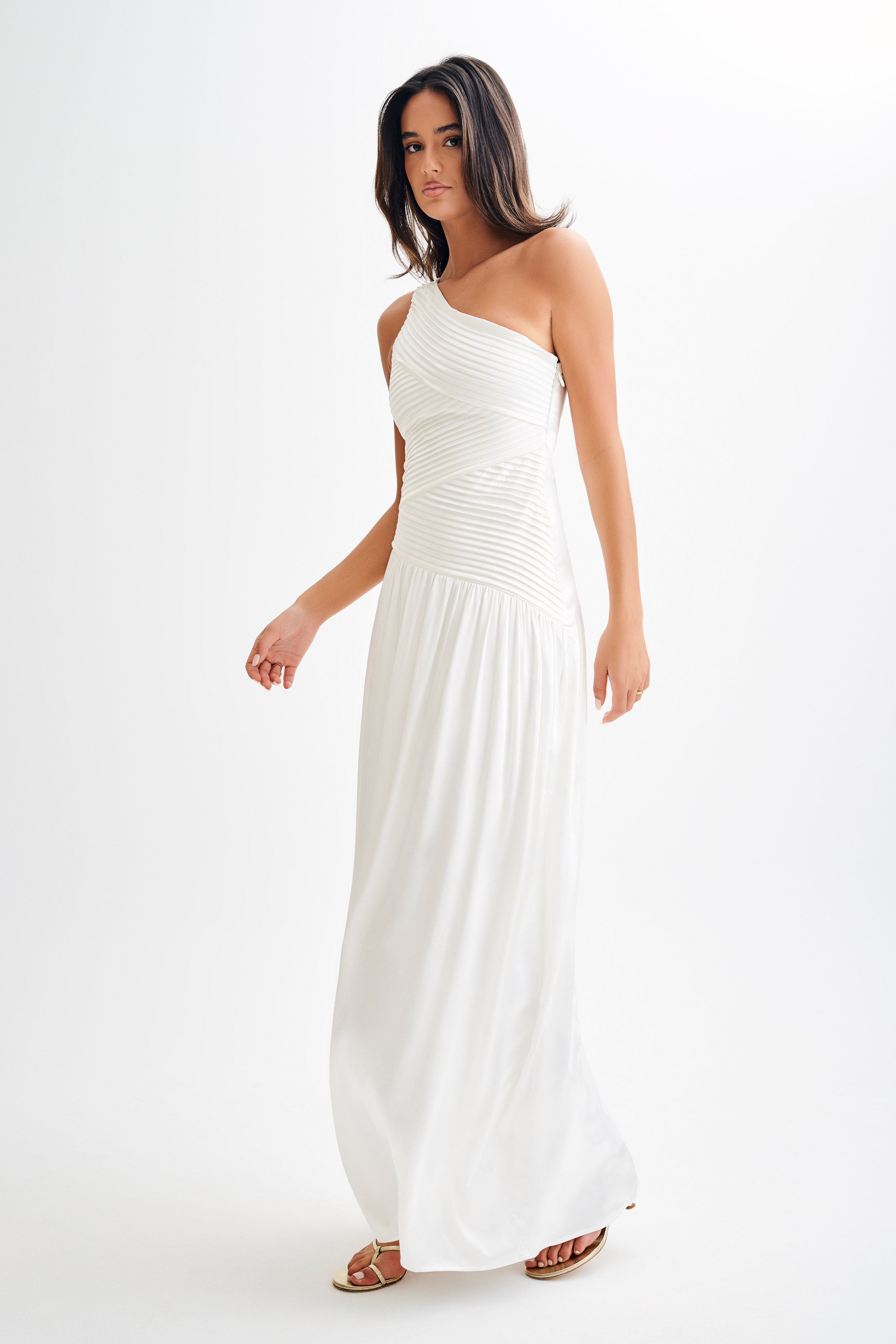 One Shoulder Pleated Maxi Dress for Special Occasions | Jenna Ivory
