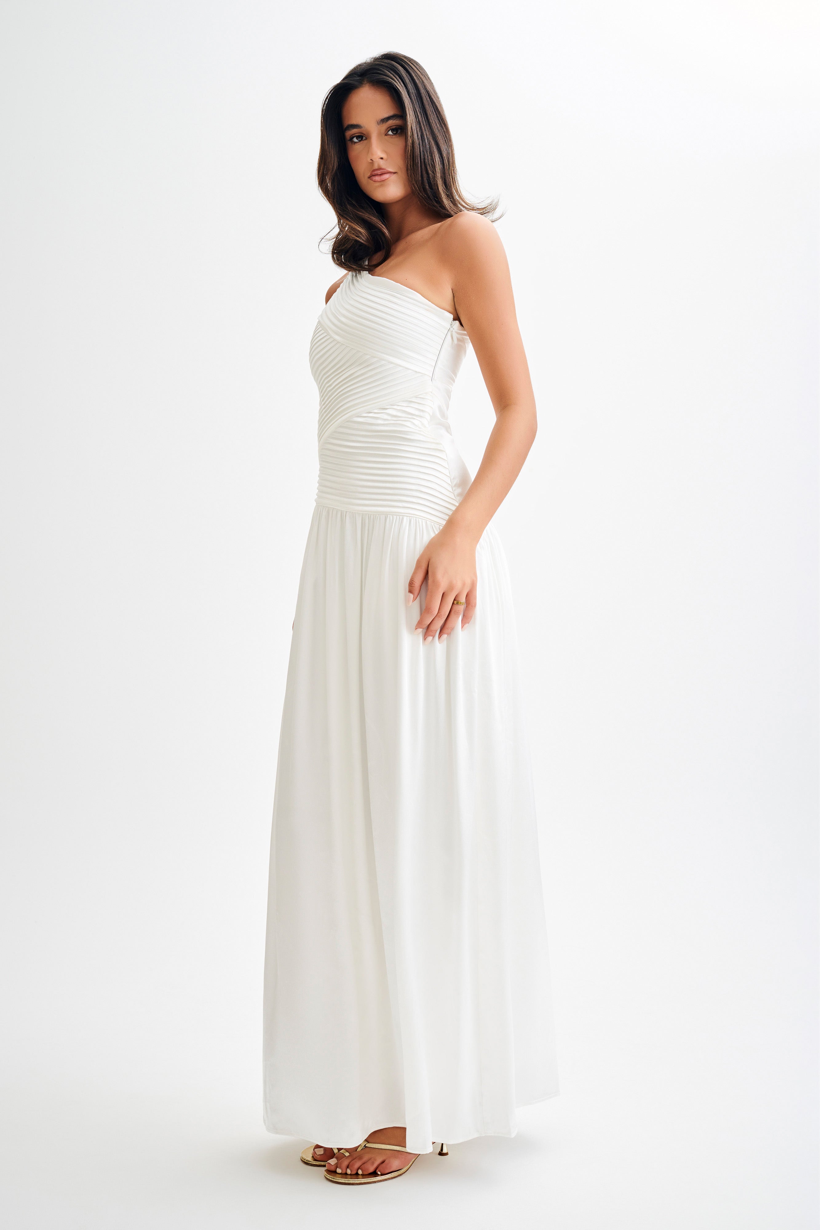 One Shoulder Pleated Maxi Dress for Special Occasions | Jenna Ivory