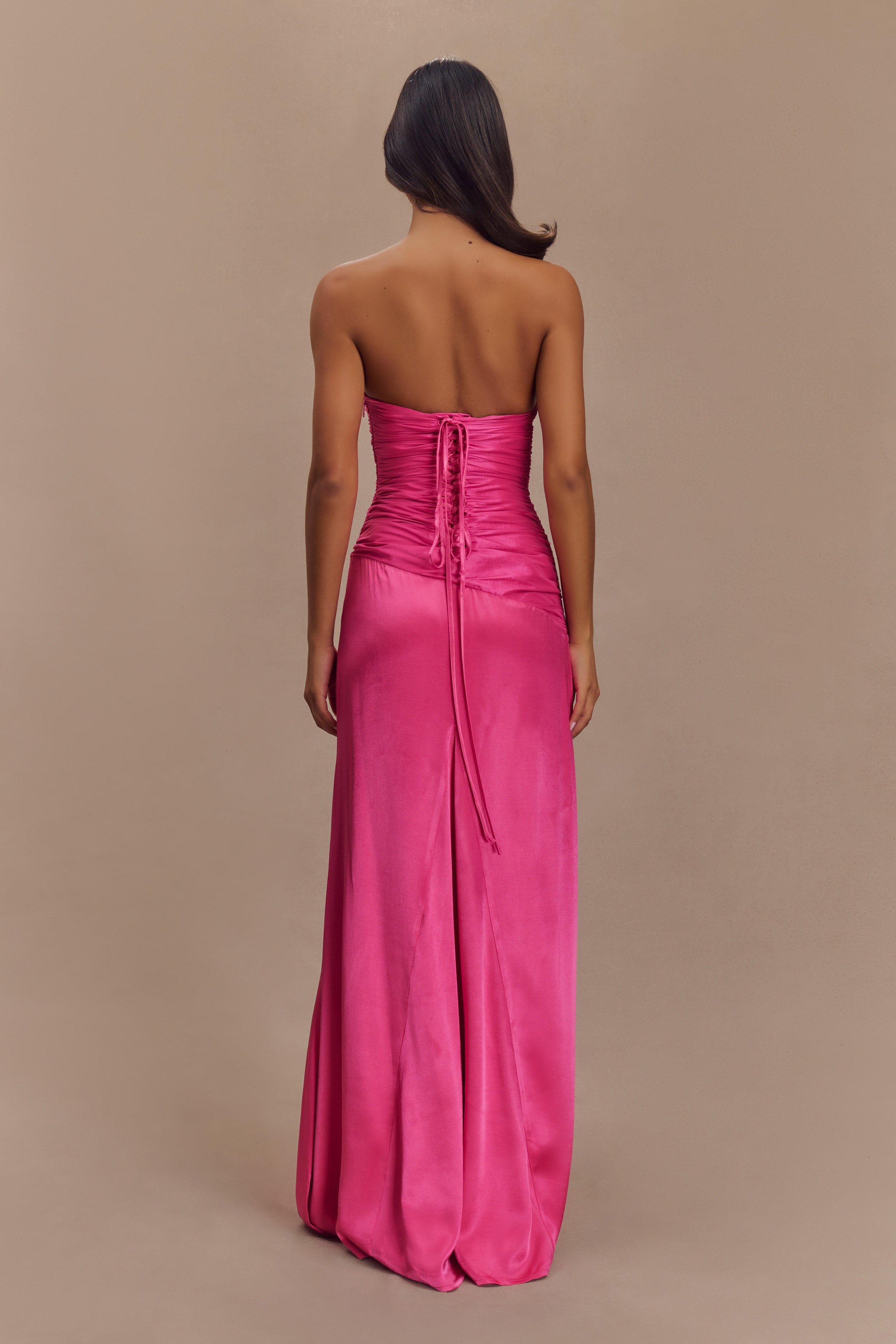 Strapless Taffeta Maxi Dress with Corset Back | Serena
