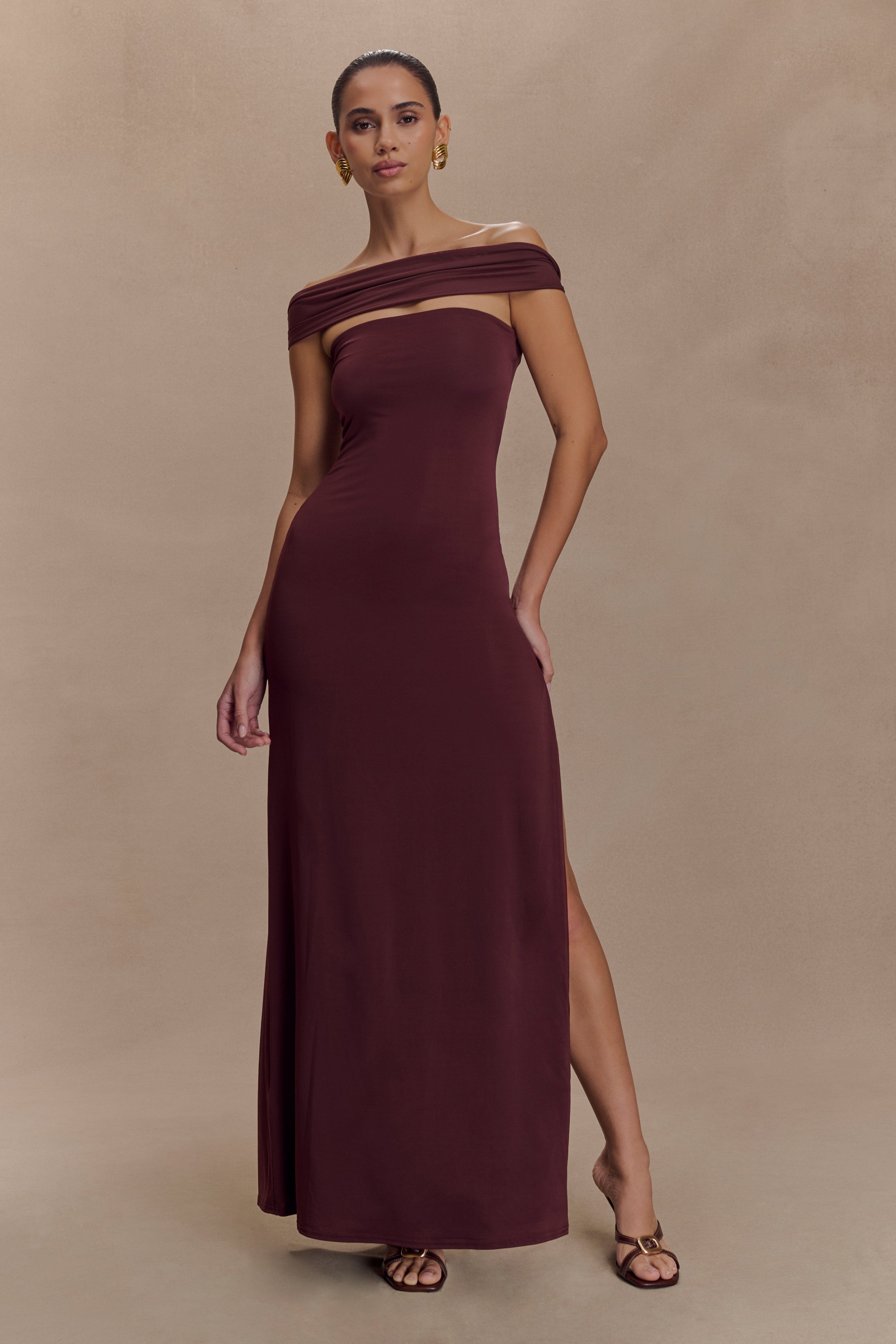 Slinky Mesh Split Maxi Dress with Thigh-High Side Split | Aurora